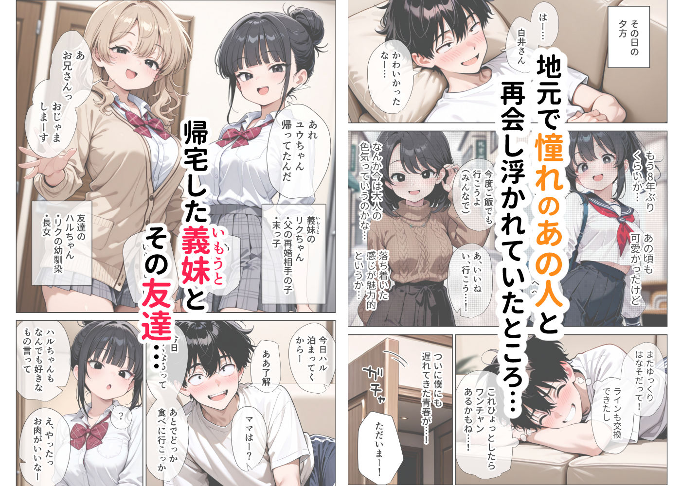 【イけ】【イくな】J●なんかに全然キョーミがない僕を強●勃起させ脳がバグるほど相反責めしてくる甘サド義妹とその友達 サンプル1ページ目
