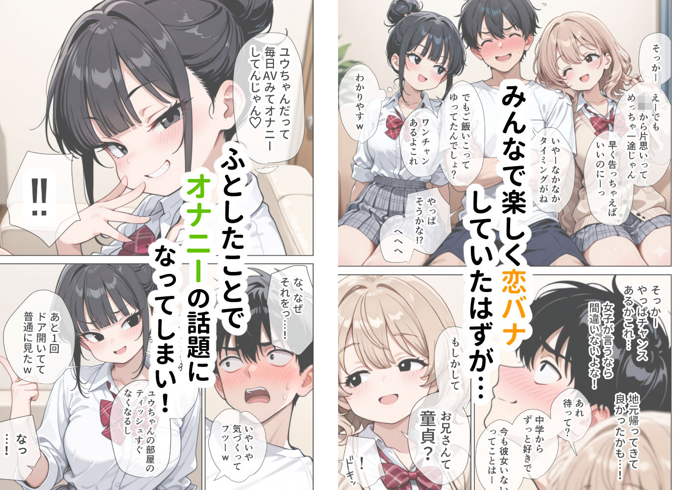 【イけ】【イくな】J●なんかに全然キョーミがない僕を強●勃起させ脳がバグるほど相反責めしてくる甘サド義妹とその友達 サンプル2ページ目