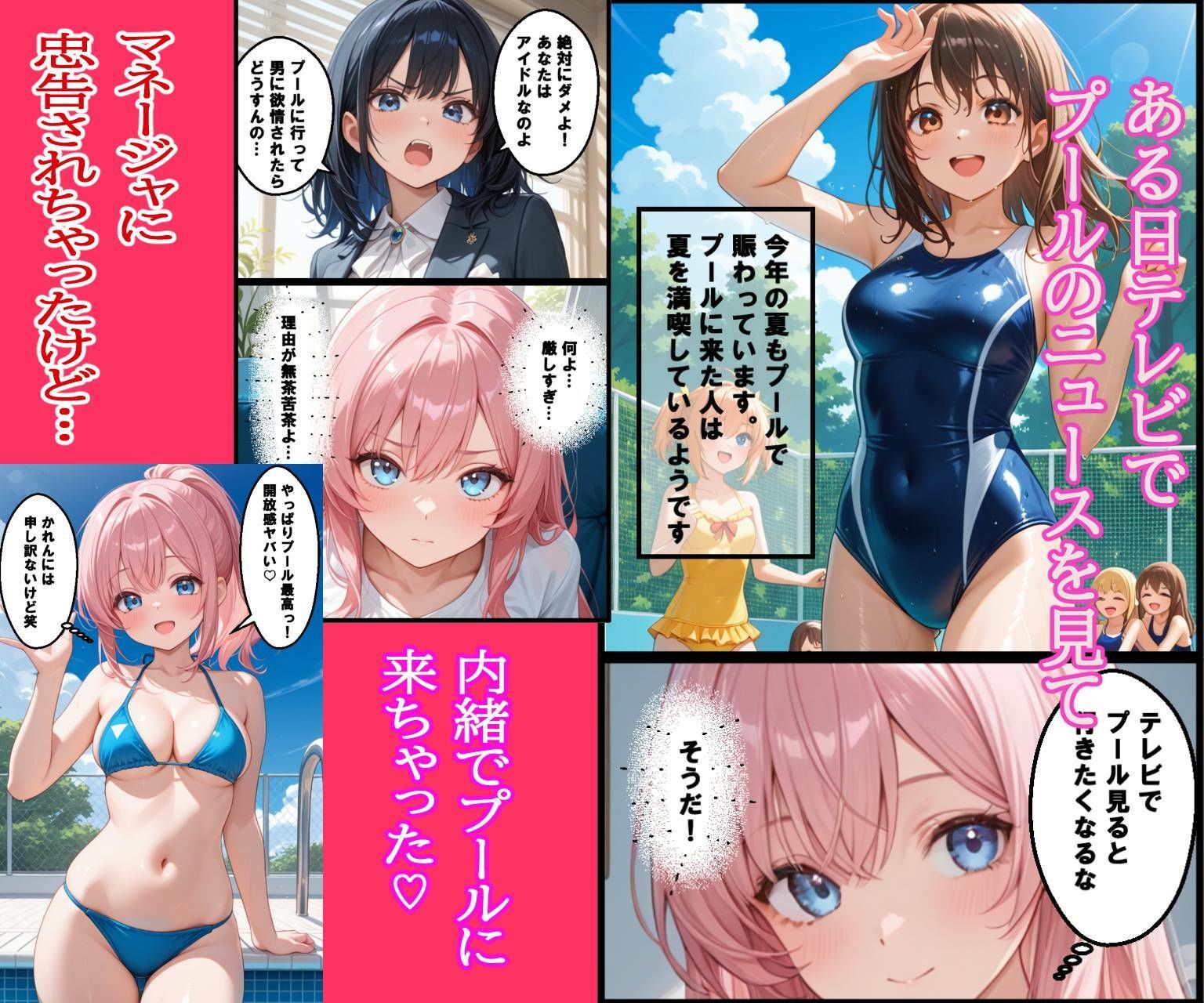 全裸アイドル  プールに遊びに行ったら全裸になちゃった サンプル2ページ目