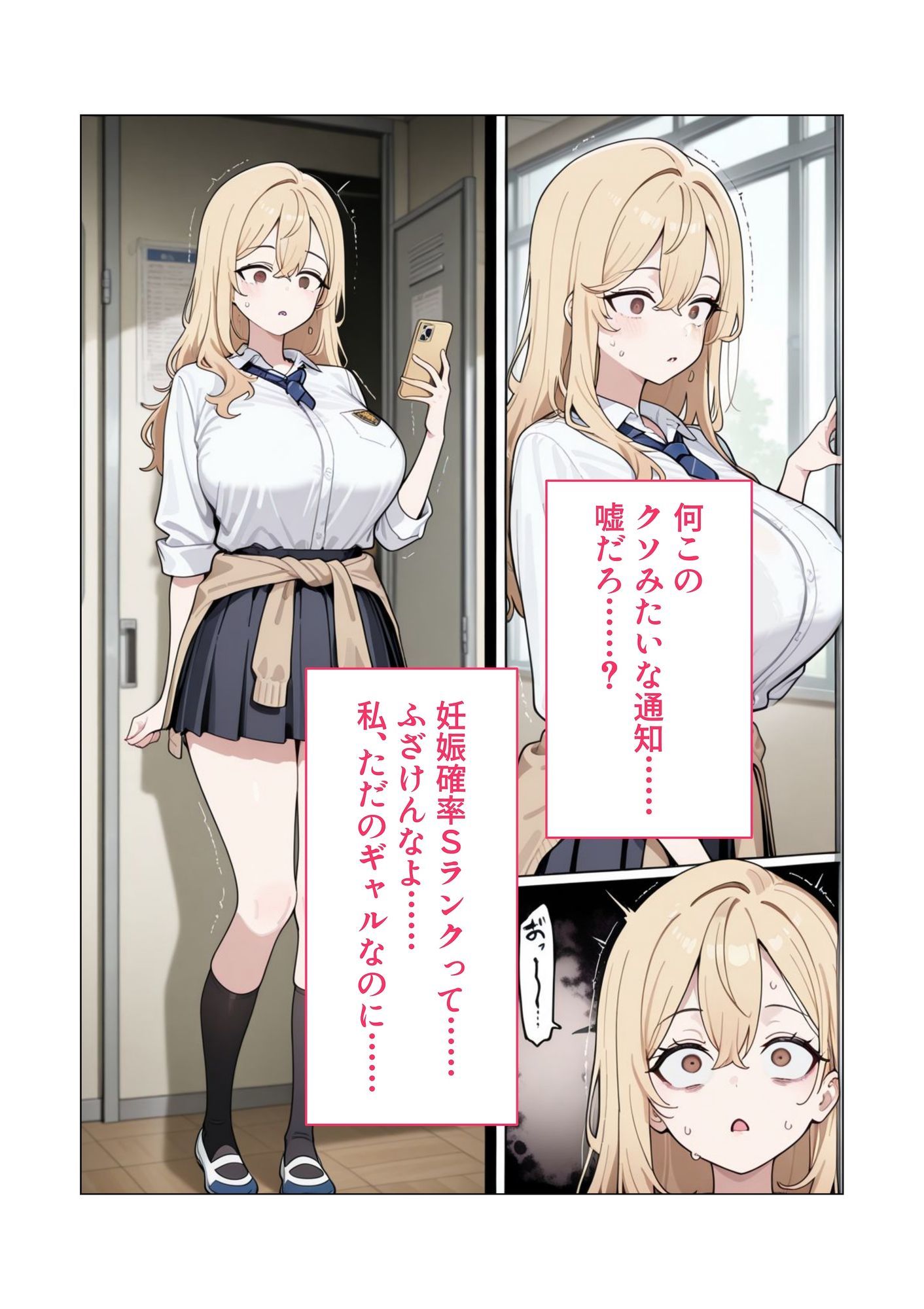 【AIイラスト・漫画集】スマホに届いた性交命令〜ゴミジジイ兄弟の種で子宮パンパン サンプル4ページ目