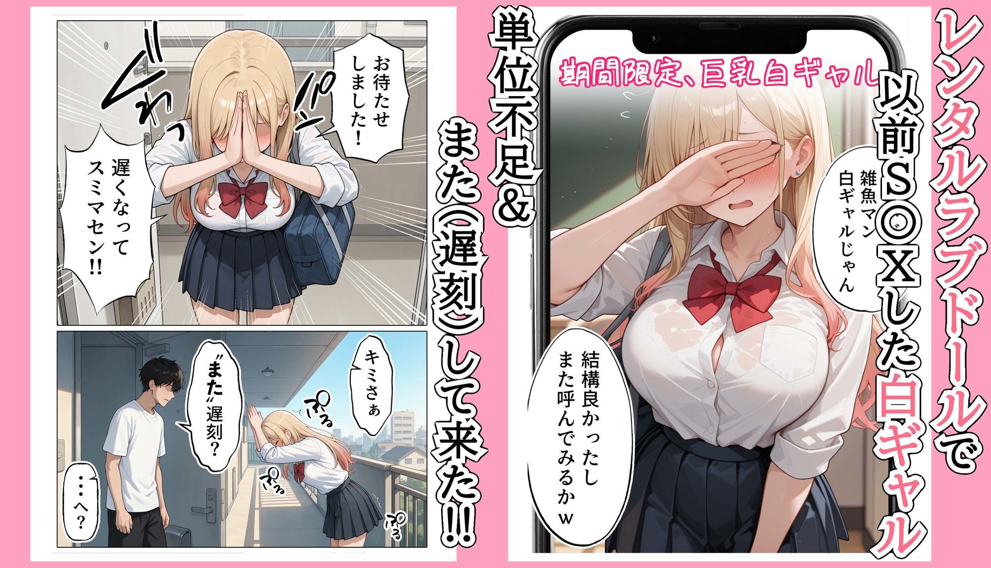 【続編:白ギャルJK2】ラブドール頼んだら、白ギャルJKが来た サンプル1ページ目