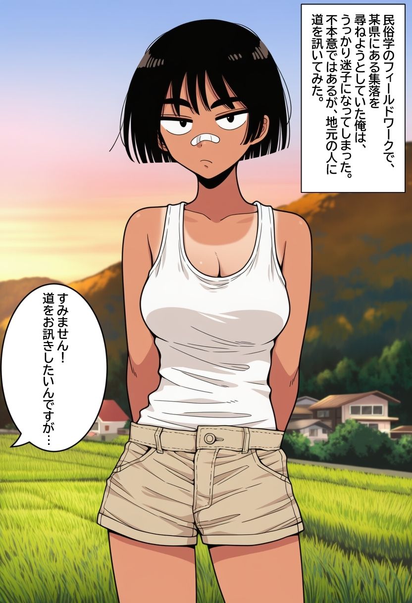 孕ませ村のボーイッシュ娘  日焼けした陸上女子が、無責任中出しされて妊娠するまで。 サンプル1ページ目