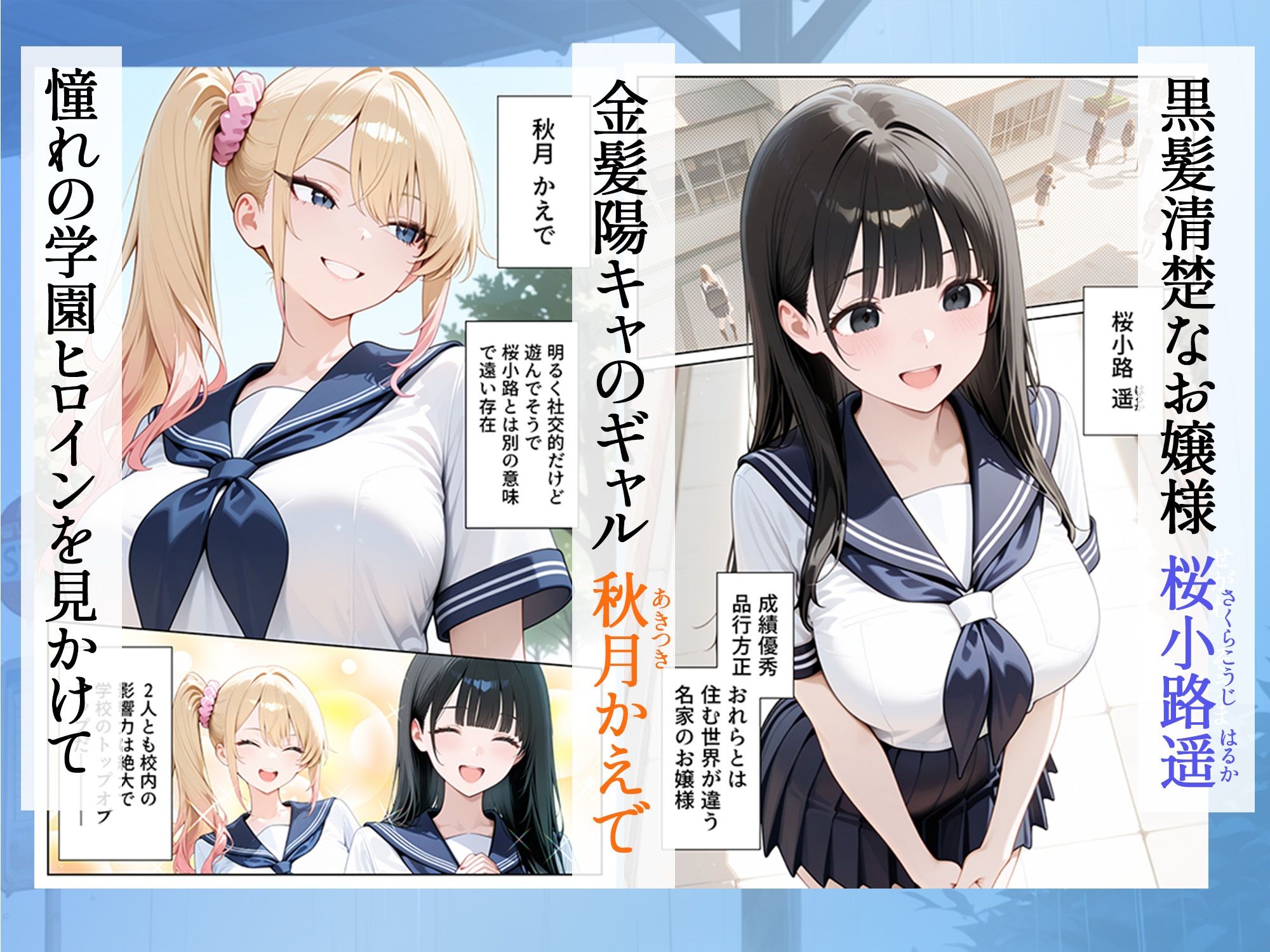 雨宿りのバス停で学園美女と濡れ透けSEXした話 サンプル2ページ目