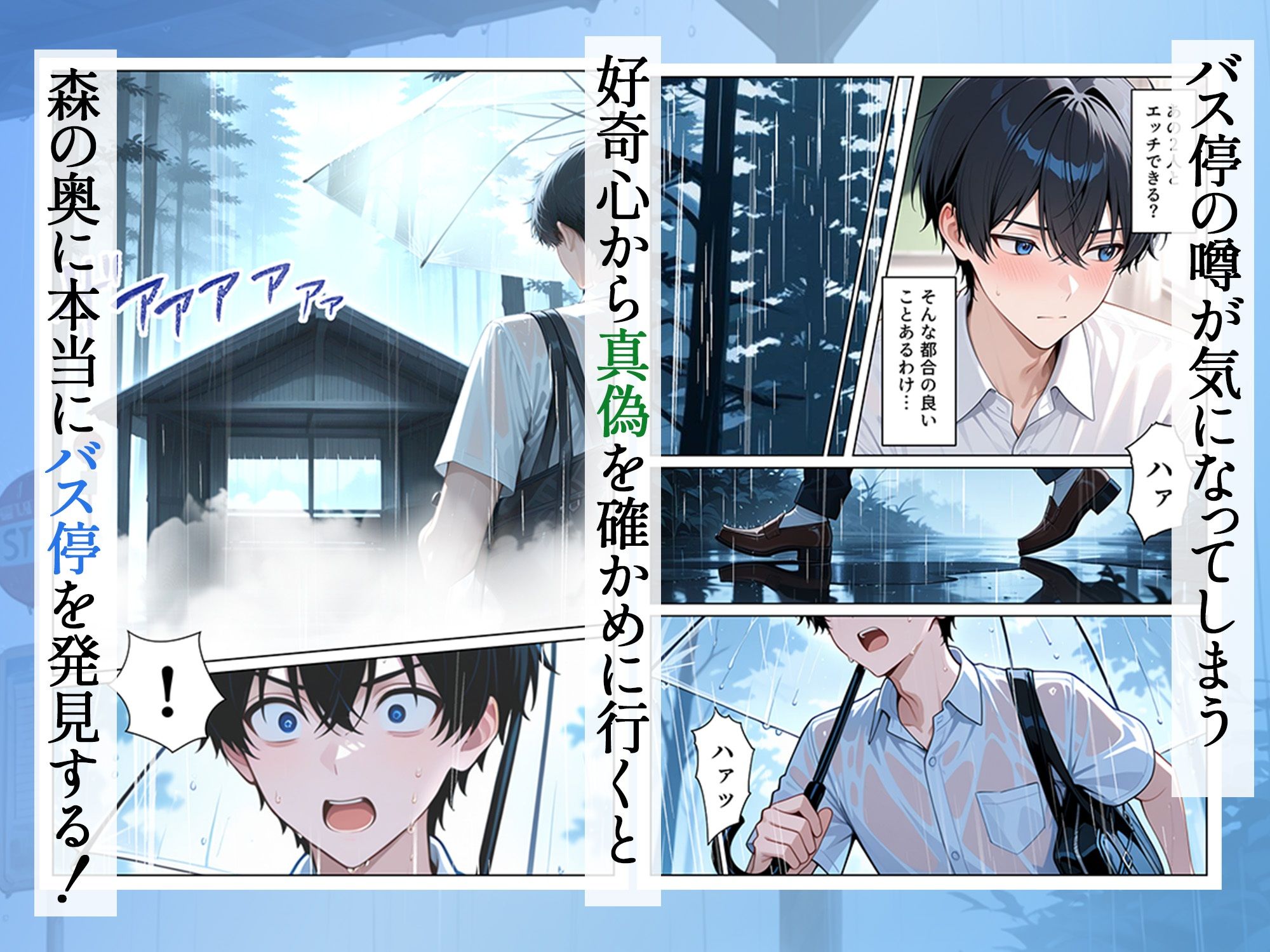 雨宿りのバス停で学園美女と濡れ透けSEXした話 サンプル3ページ目