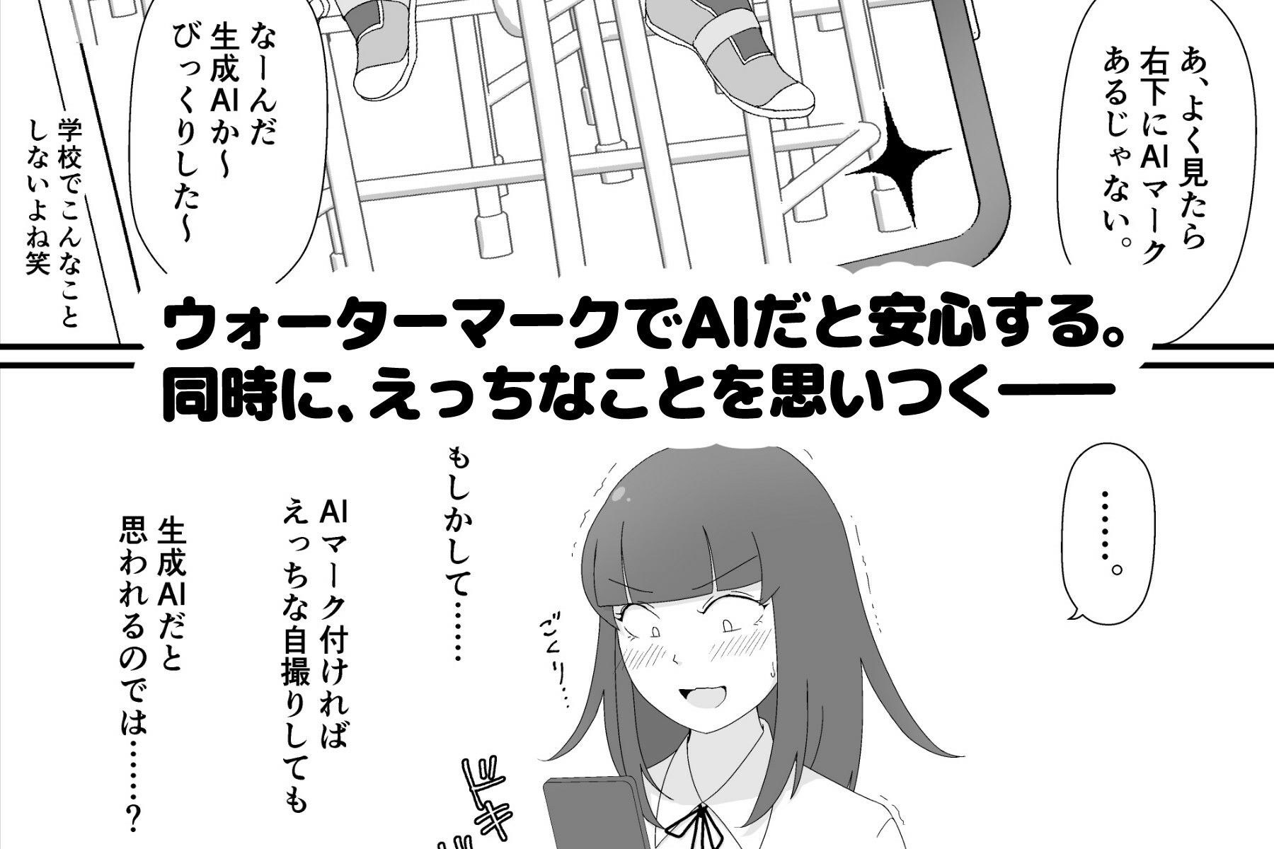 裏アカ偽装AI露出〜AIマーク付ければバレない！？〜 サンプル2ページ目