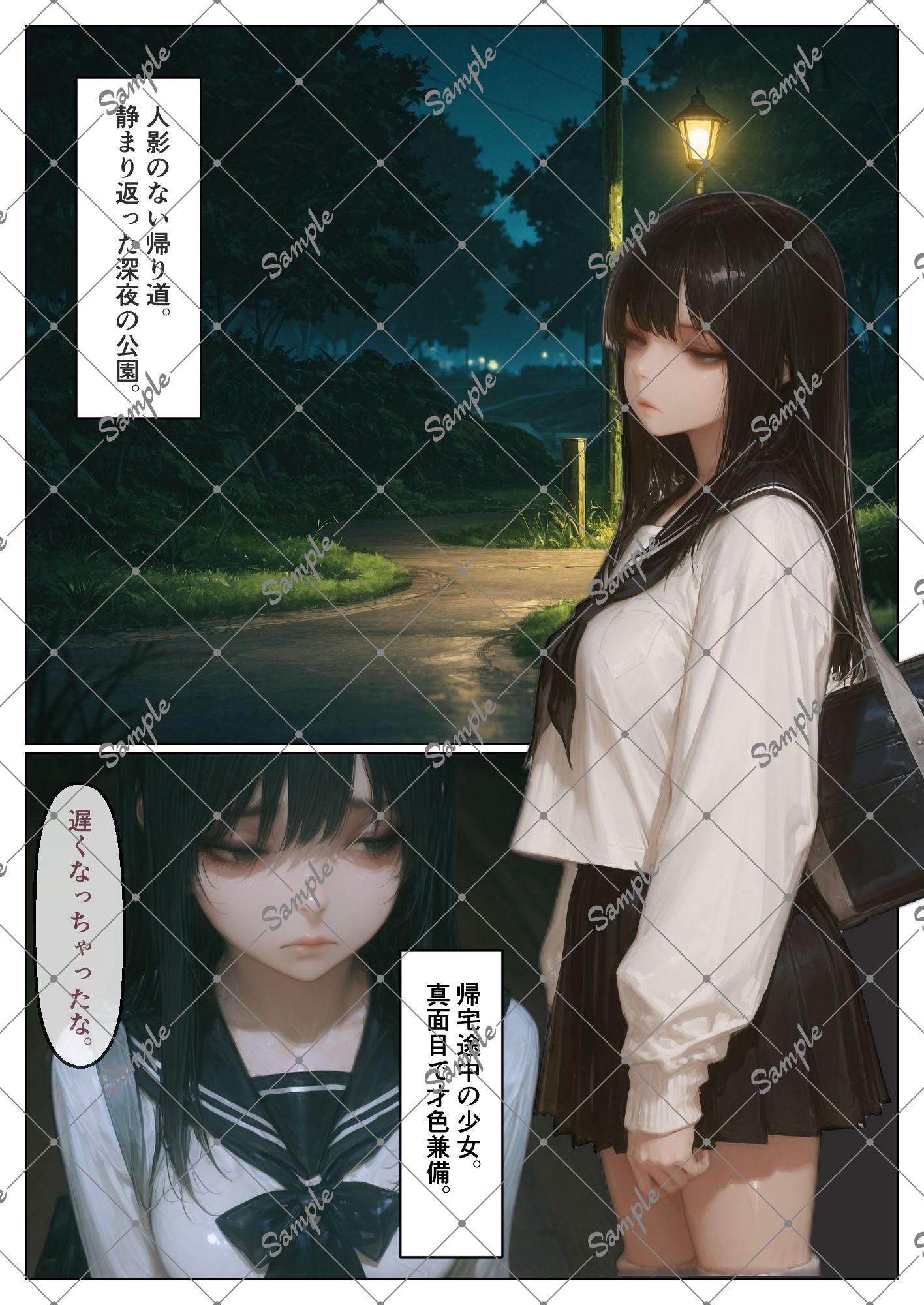 野外レ〇プ 深夜の公園で帰宅途中の少女が・・・ -絶望少女シリーズ- サンプル1ページ目