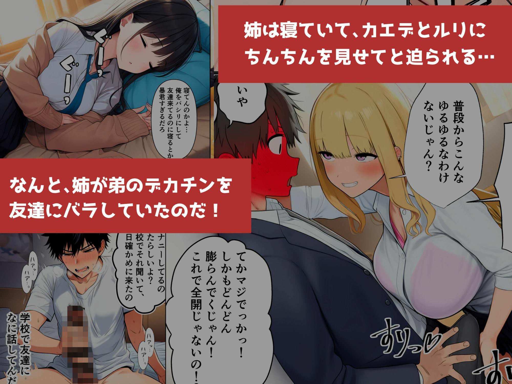 姉の友達にデカチンがバレてオモチャにされた サンプル2ページ目