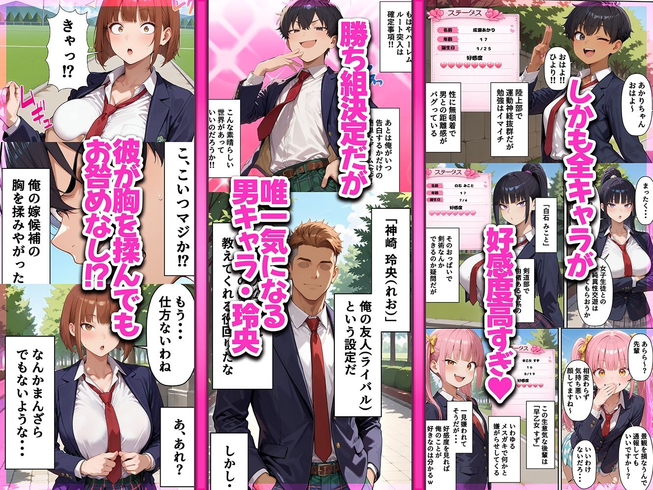 ギャルゲー世界に転生したら、ヒロイン達がライバルキャラに次々と寝取られた サンプル2ページ目