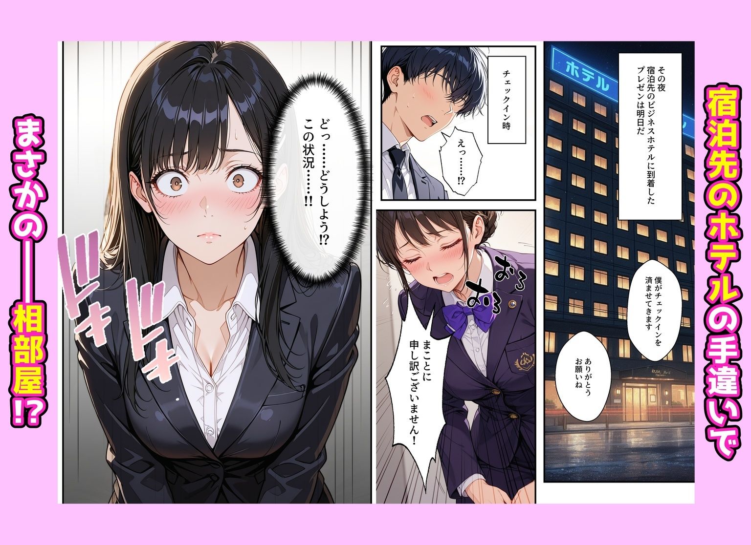 憧れの先輩との出張で相部屋になったので、エッチすることになった話 サンプル2ページ目
