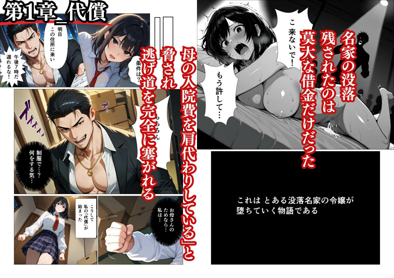 没落令嬢の代償 〜借金のカタは私の身体〜【鬼畜・処女喪失・調教・公開SEX】 サンプル1ページ目