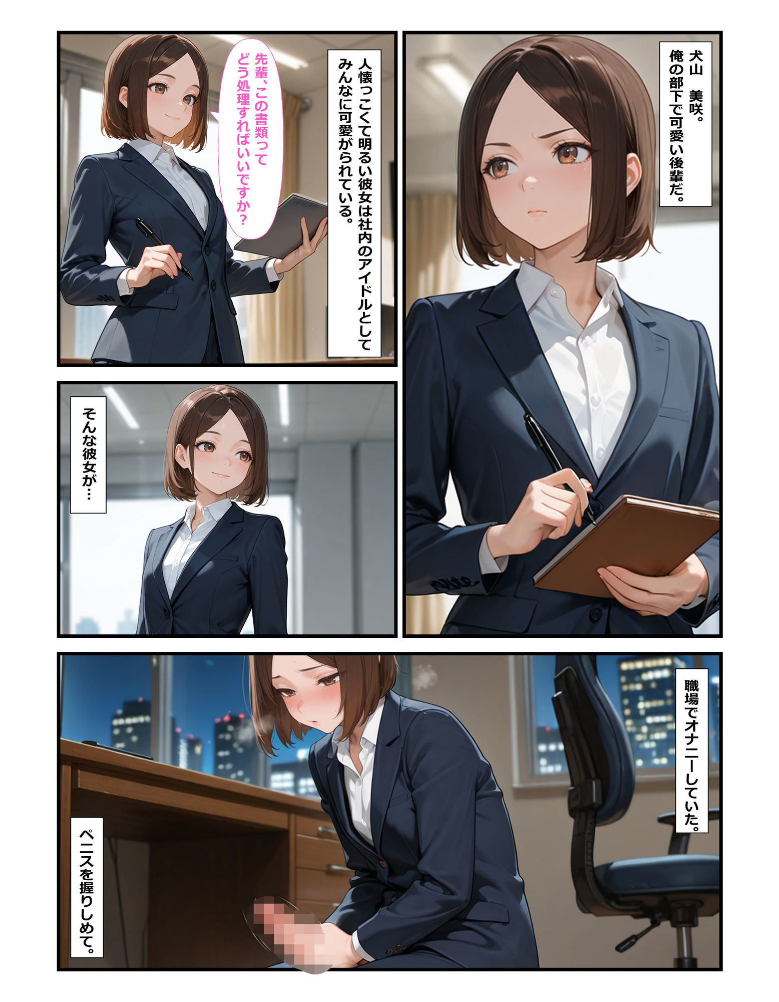 部下の犬山さん♀が職場でオナニー♂してた サンプル1ページ目