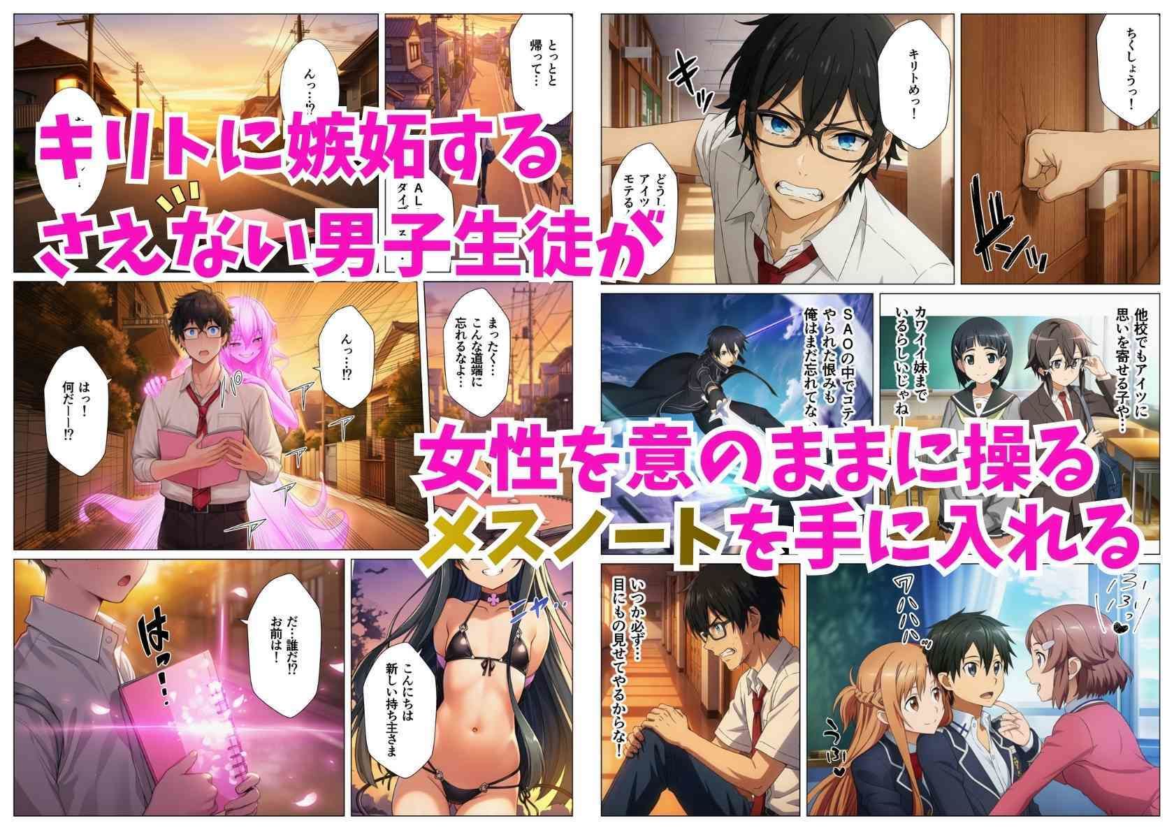 催淫メスノート！ヒロイン達の名前を書いたら言いなり発情（ソー◯アート・オンライン編） サンプル1ページ目