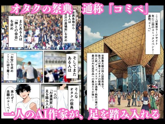 【AI生成】コミックイベント・逆転ハック！〜AI作家の俺が禁断の催●リモコンで巨乳コスプレイヤーに、アンチの目の前で発情中出し〜 サンプル1ページ目