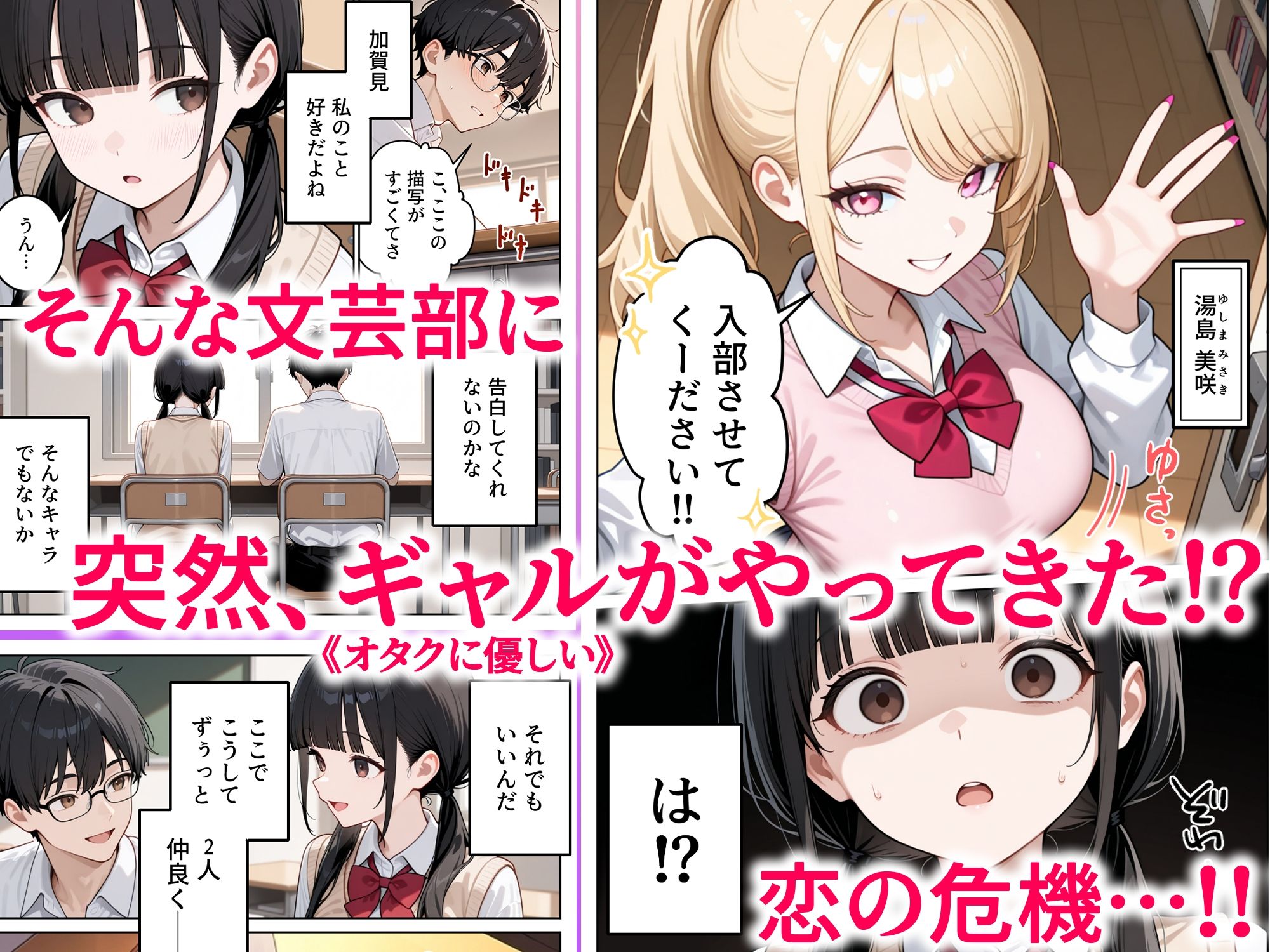 文芸部にギャルが来た！？〜地味巨乳と金髪ギャルの誘惑SEX〜 サンプル2ページ目