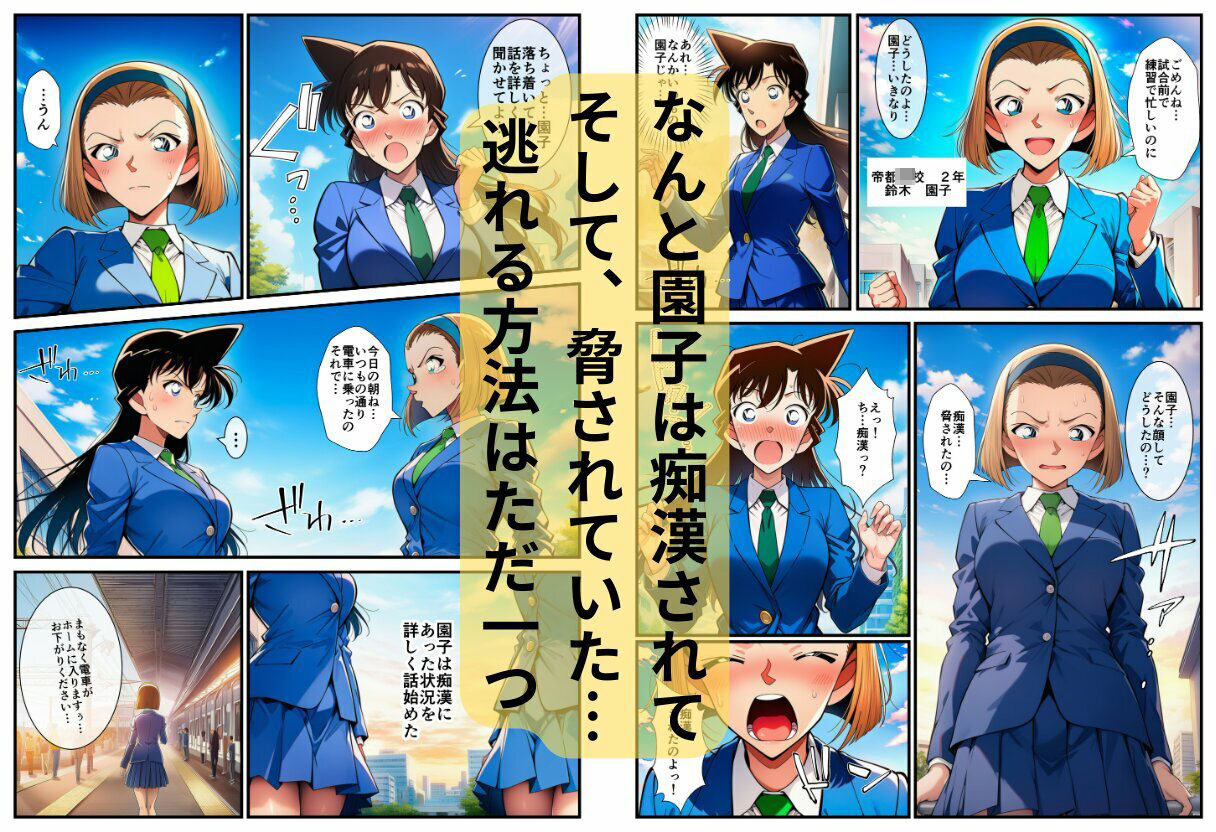 【痴●電車】制服の蘭姉ちゃんが脱がされてセックスする話 サンプル2ページ目