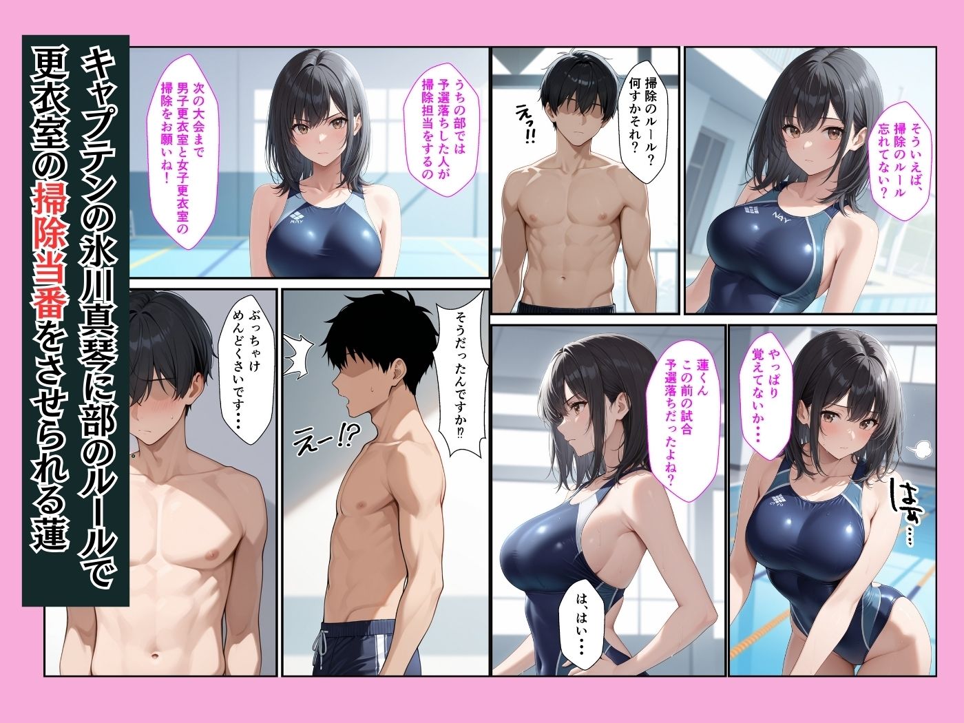 部員全員が狙っている水泳部キャプテンが更衣室でオナニーしてたのでそのまま生ハメセックスした話 サンプル2ページ目