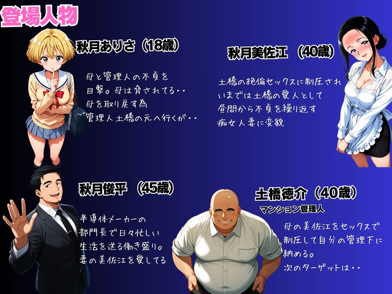 母娘娯楽2〜管理人の罠に堕ちた母娘〜  ありさ（娘）の章（後編） サンプル1ページ目