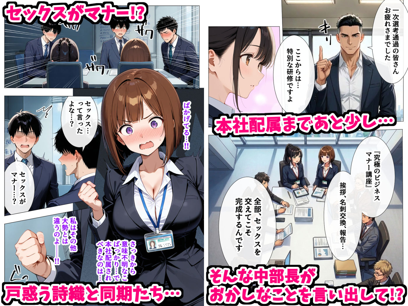 セックスはビジネスマナー！？新入社員を生ハメ中出し研修〜オフィスではセックスが新しい挨拶と評価基準になりました〜 サンプル3ページ目