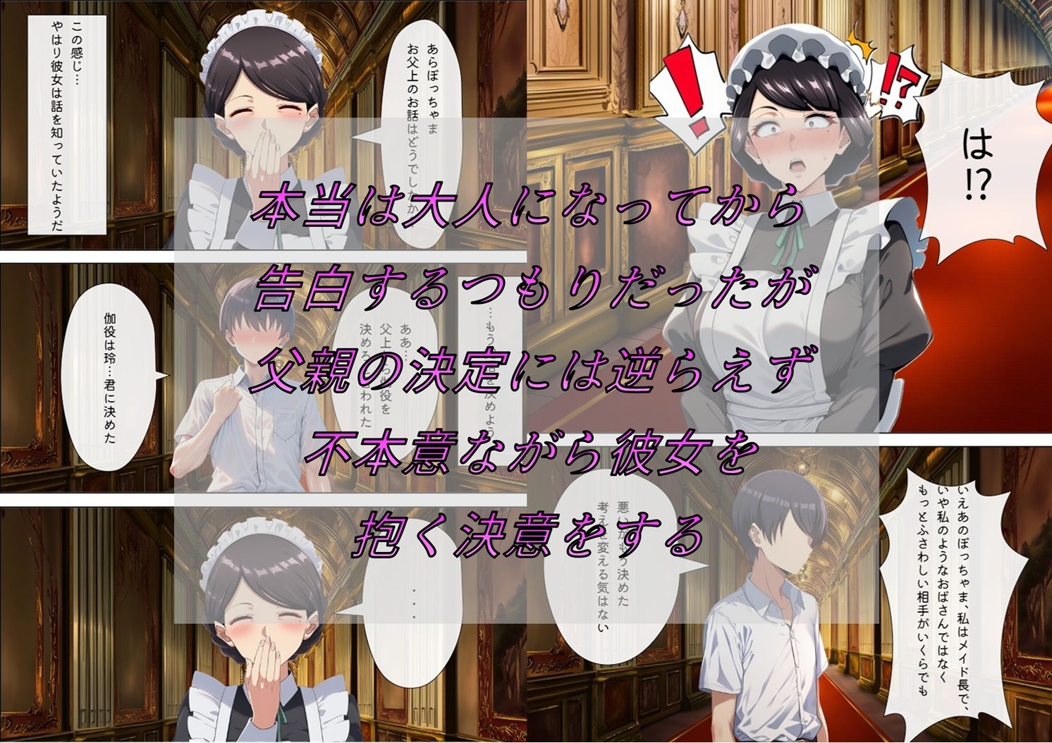 メイドで童貞卒業するよう言われたので昔から好きだった行き遅れ処女メイド長を寵愛して孕ませる話 サンプル2ページ目