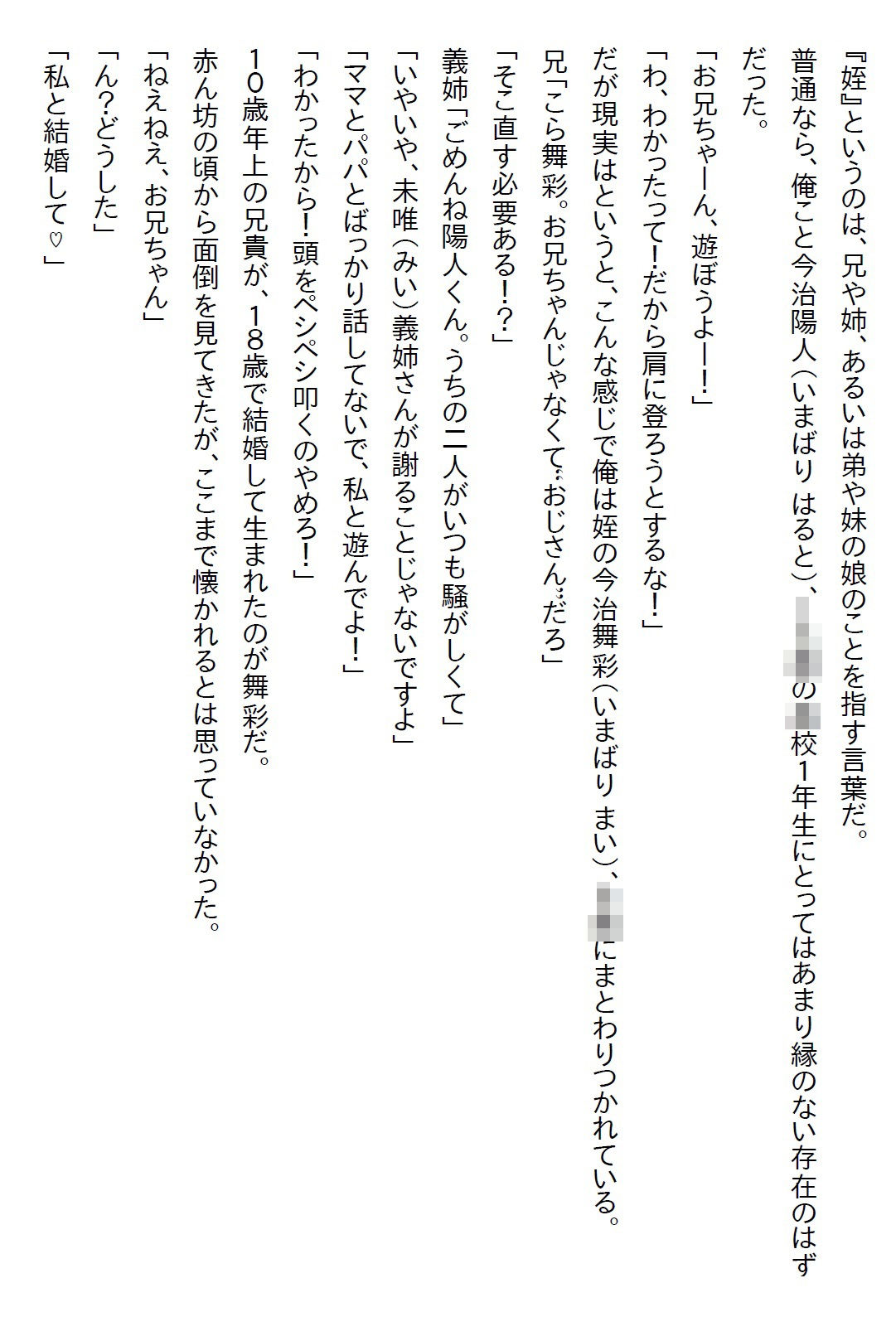 【えっちノベル】「結婚して」が口癖だった姪っ子。18歳になった時に血が繋がってないことを知ると、解らせるために襲ってきた サンプル1ページ目