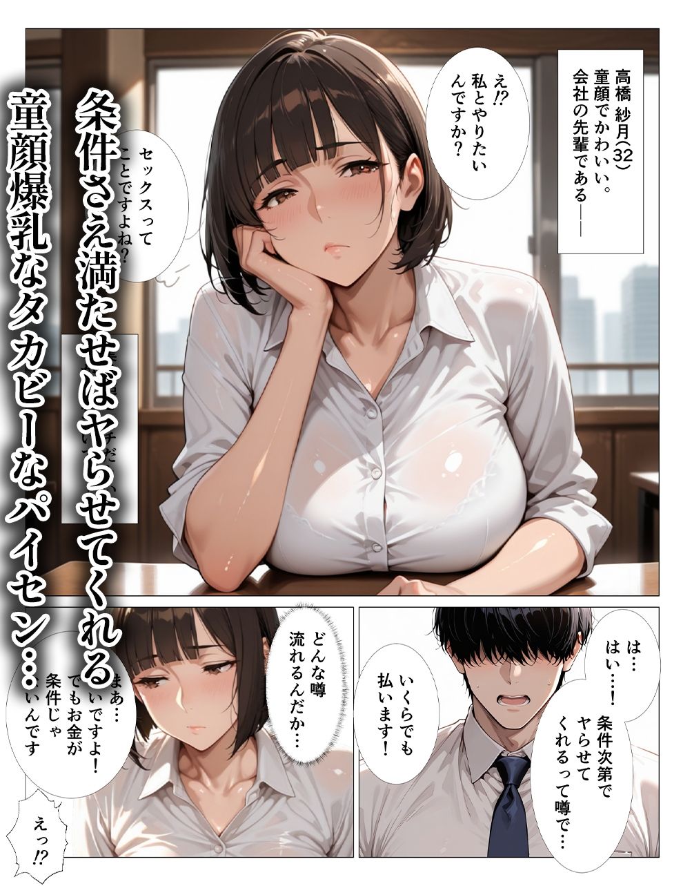 童顔爆乳のタカビーパイセンの手コキ我慢できたらご褒美セックスさせてあげる サンプル1ページ目