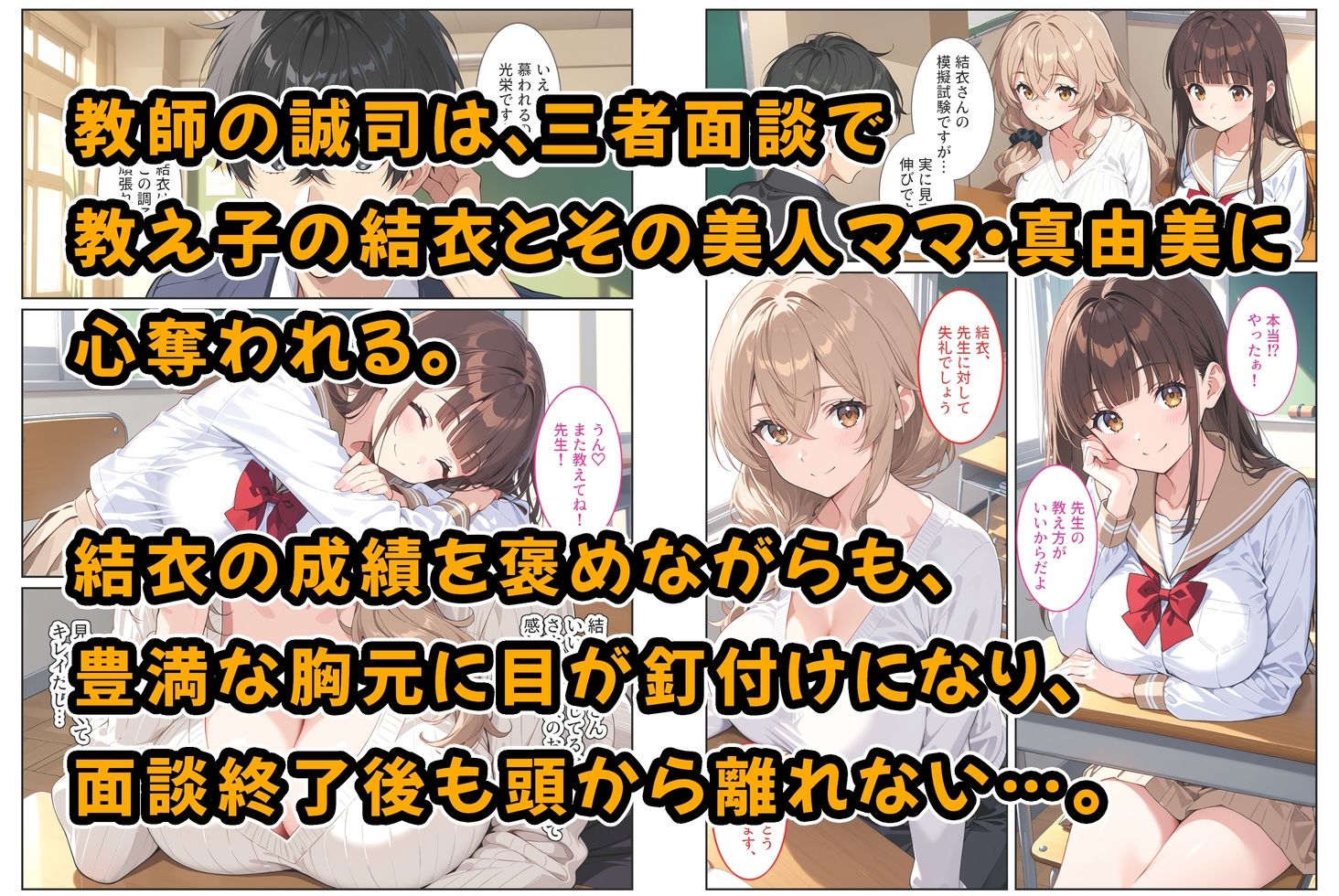 デリヘル呼んだら教え子のママが来たので孕ませました〜娘も一緒に種付けて腹ボテ家族に〜 サンプル1ページ目