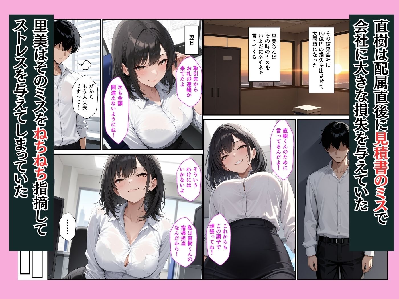 感じの悪いねちねち巨乳上司の弱みを握って中出しセックスする話 サンプル2ページ目