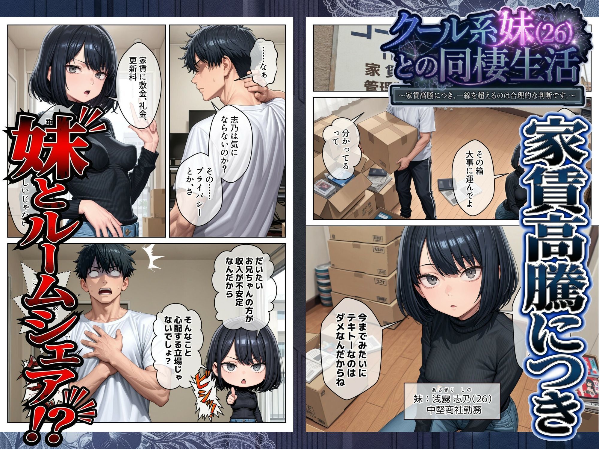 クール系妹（26）との同棲生活 〜家賃高騰につき、一線を超えるのは合理的な判断です。〜 サンプル1ページ目