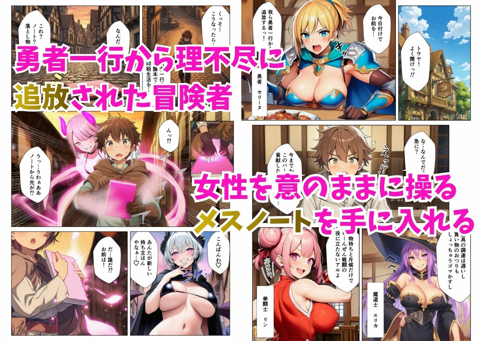 催淫メスノートで復讐！異世界で俺を追放した女勇者たちをハーレム隷属 サンプル1ページ目
