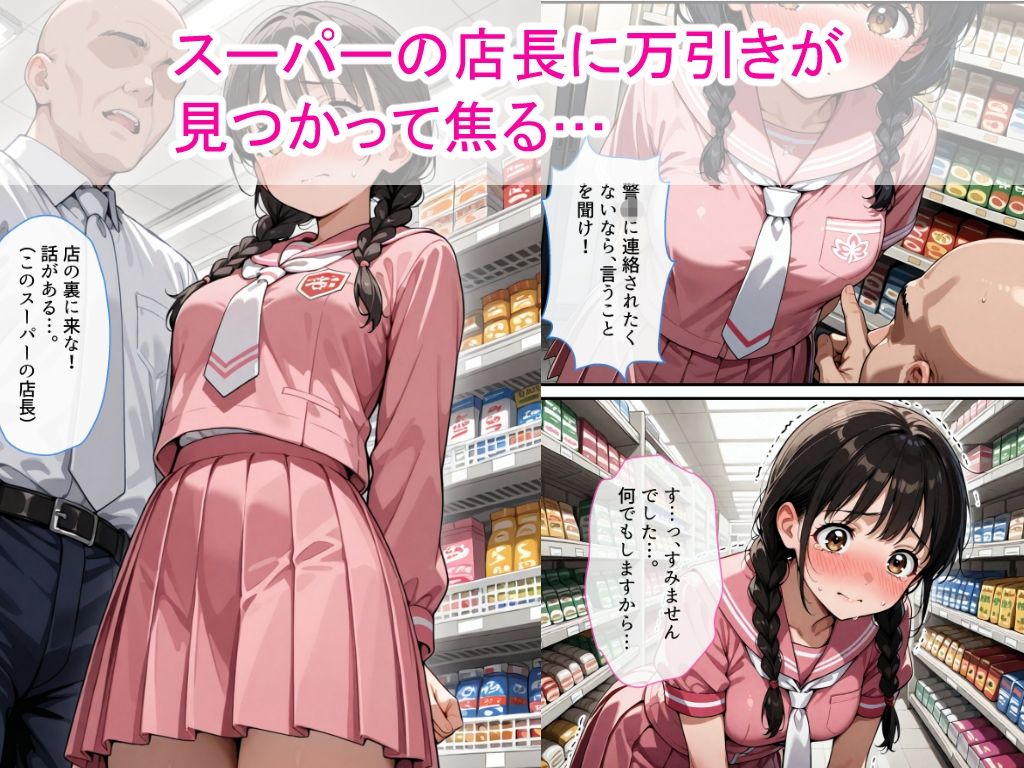 【スマホ快適版】万引きセーラー服女子校生に店長が中出しをした話 サンプル2ページ目