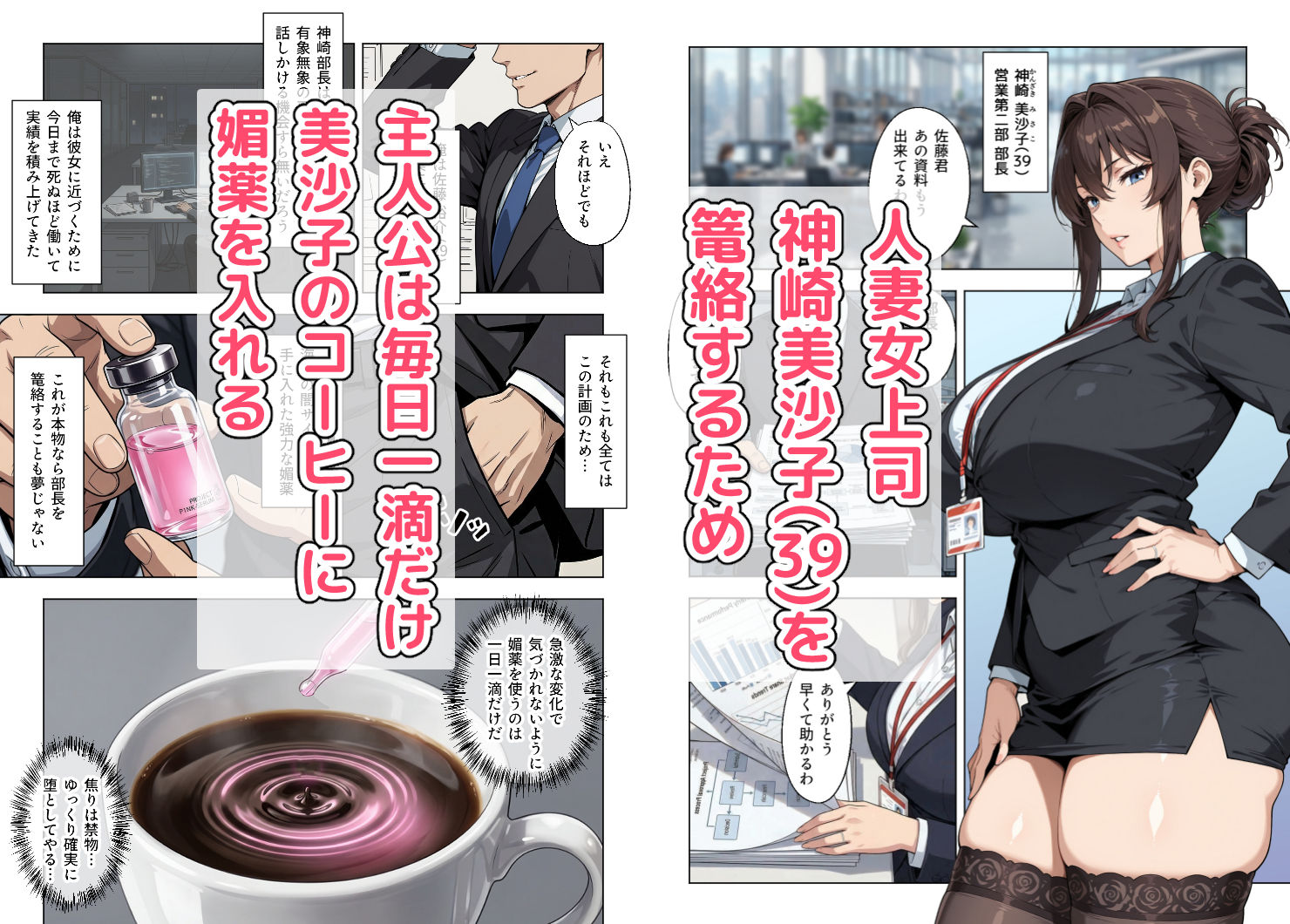 人妻女上司（39）に毎日一滴だけ媚薬を盛ってみた サンプル1ページ目
