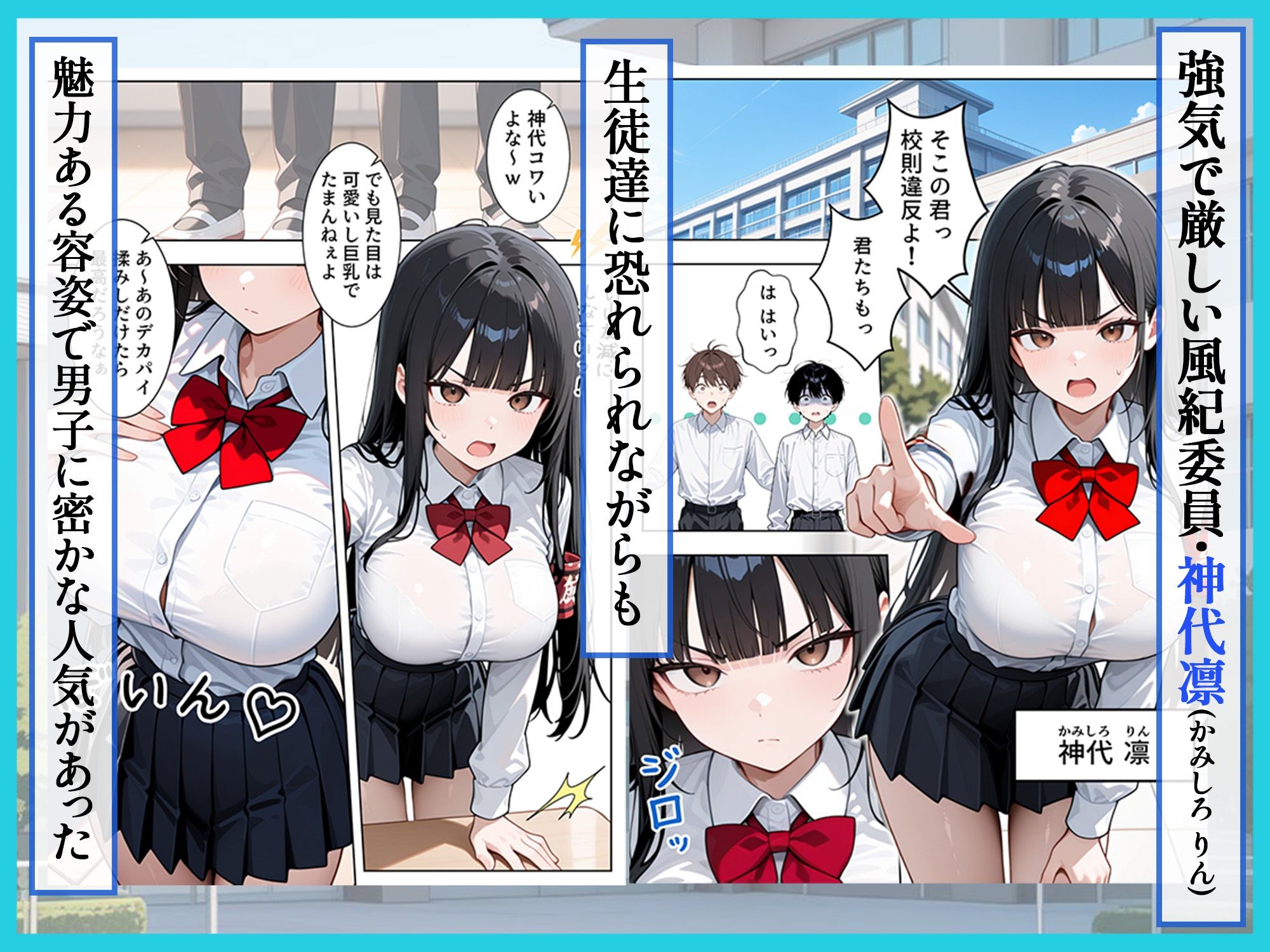 強気な風紀委員が卑劣な校長の罠にハマりメス堕ちする話 サンプル1ページ目