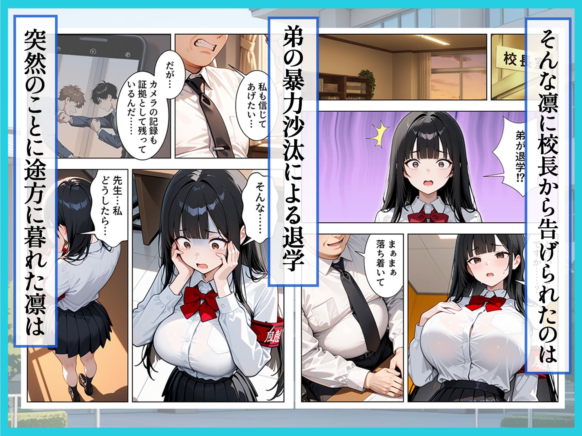 強気な風紀委員が卑劣な校長の罠にハマりメス堕ちする話 サンプル2ページ目