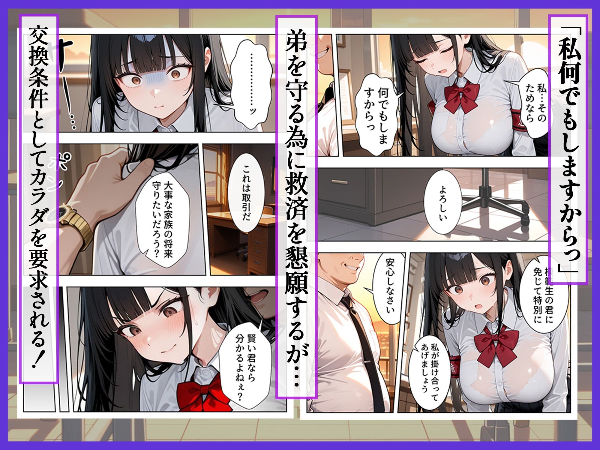 強気な風紀委員が卑劣な校長の罠にハマりメス堕ちする話 サンプル3ページ目
