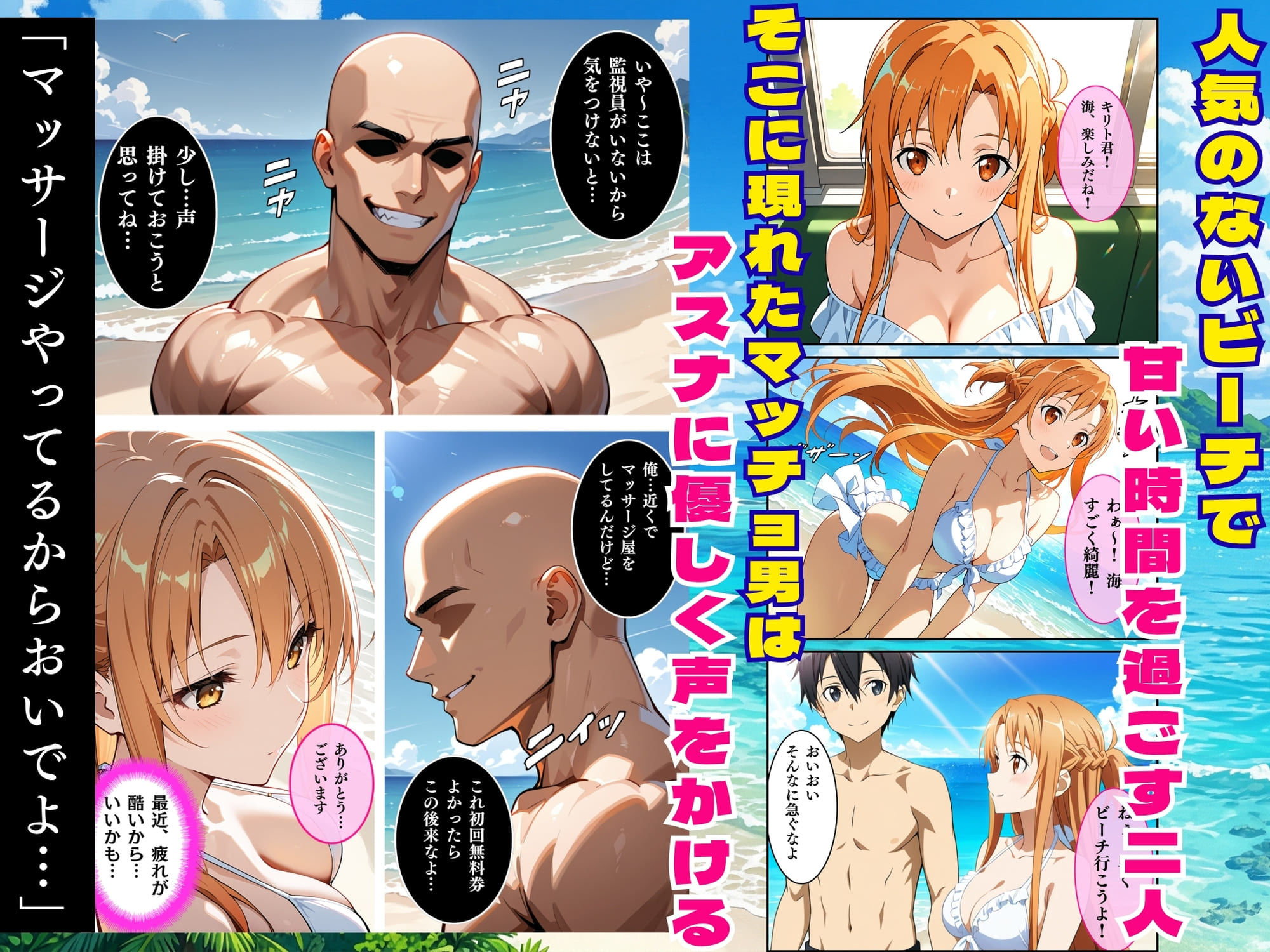 夏の海で堕ちるアスナ公開レ●プ完全肉奴●化 サンプル1ページ目