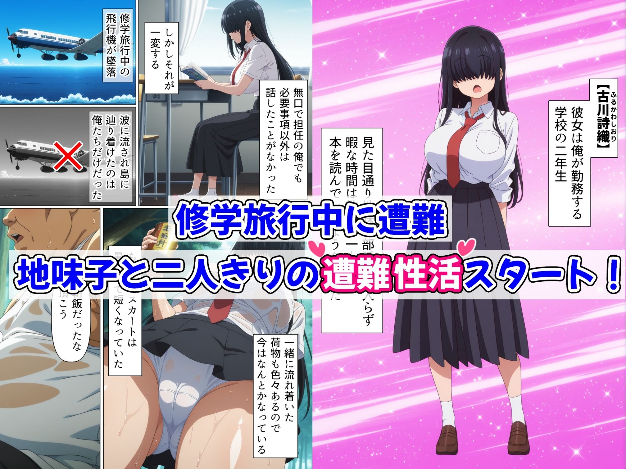 目隠れさんと無人島性活 サンプル1ページ目