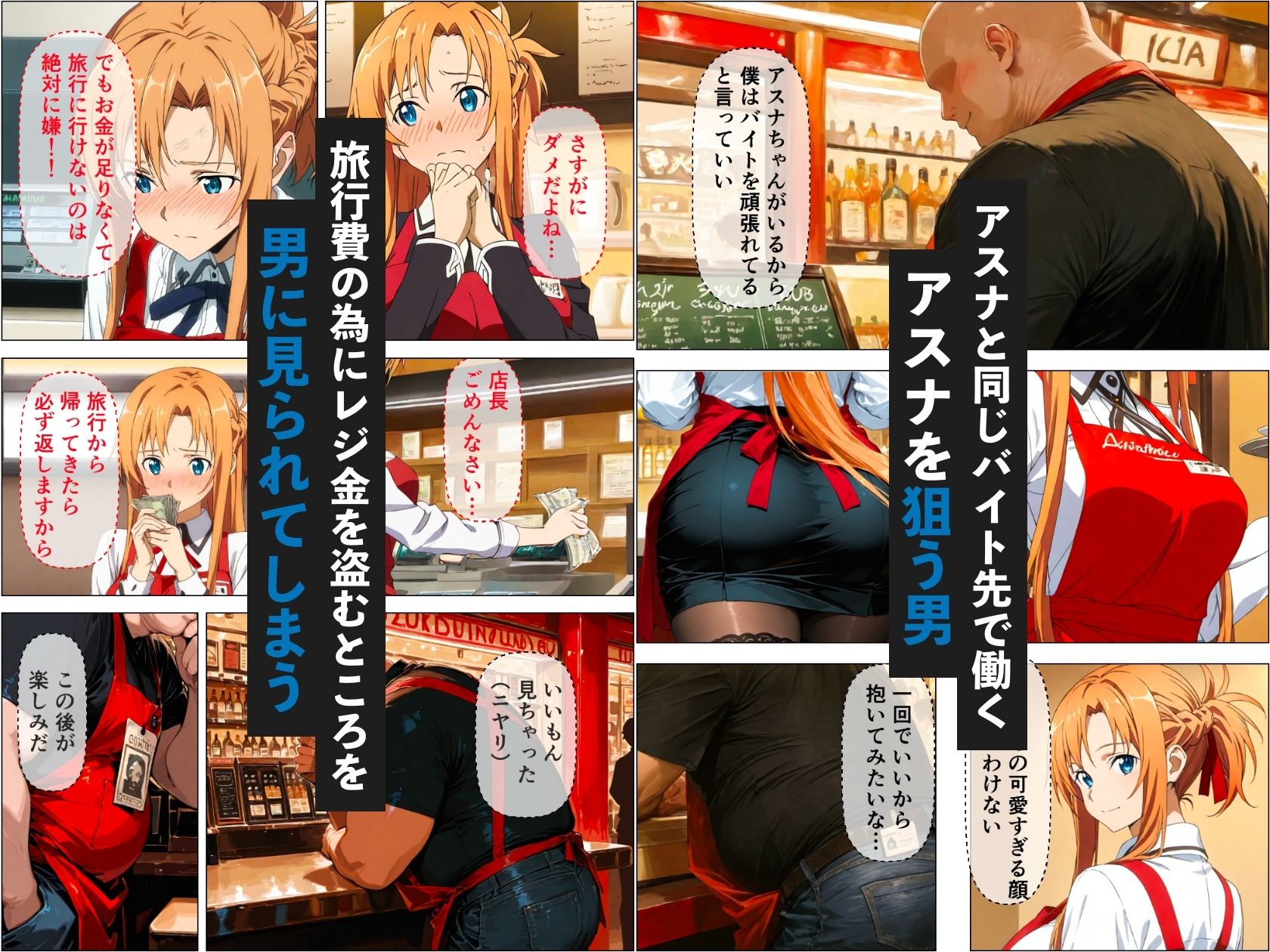 仕事ができないキモ男にアスナが弱みを握られて寝取られる話 サンプル2ページ目