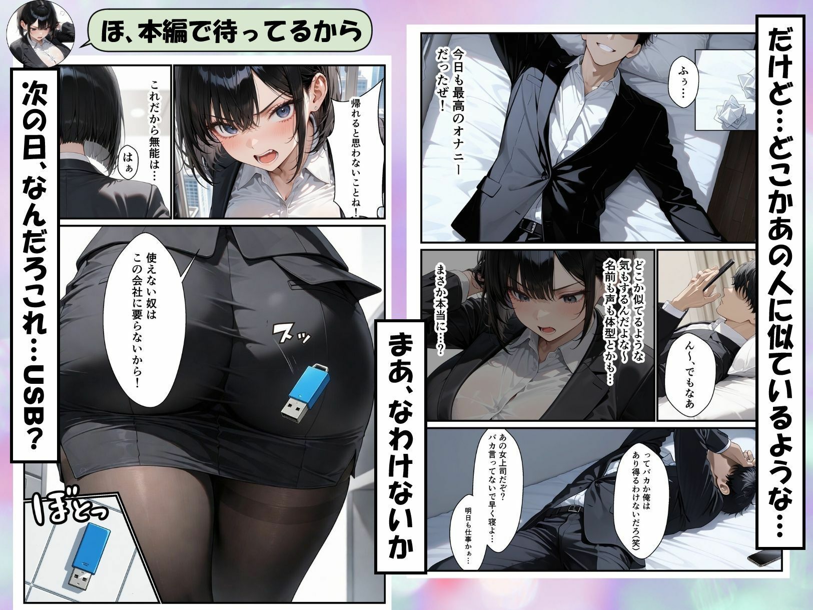 パワハラ女上司のエロ垢がばれて専用オナホになる話 サンプル4ページ目