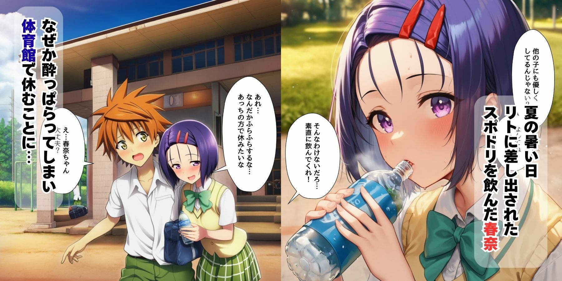 【完成版】ハーレムな学園生活・春奈とモモとララとねっとり勢いえっち サンプル1ページ目