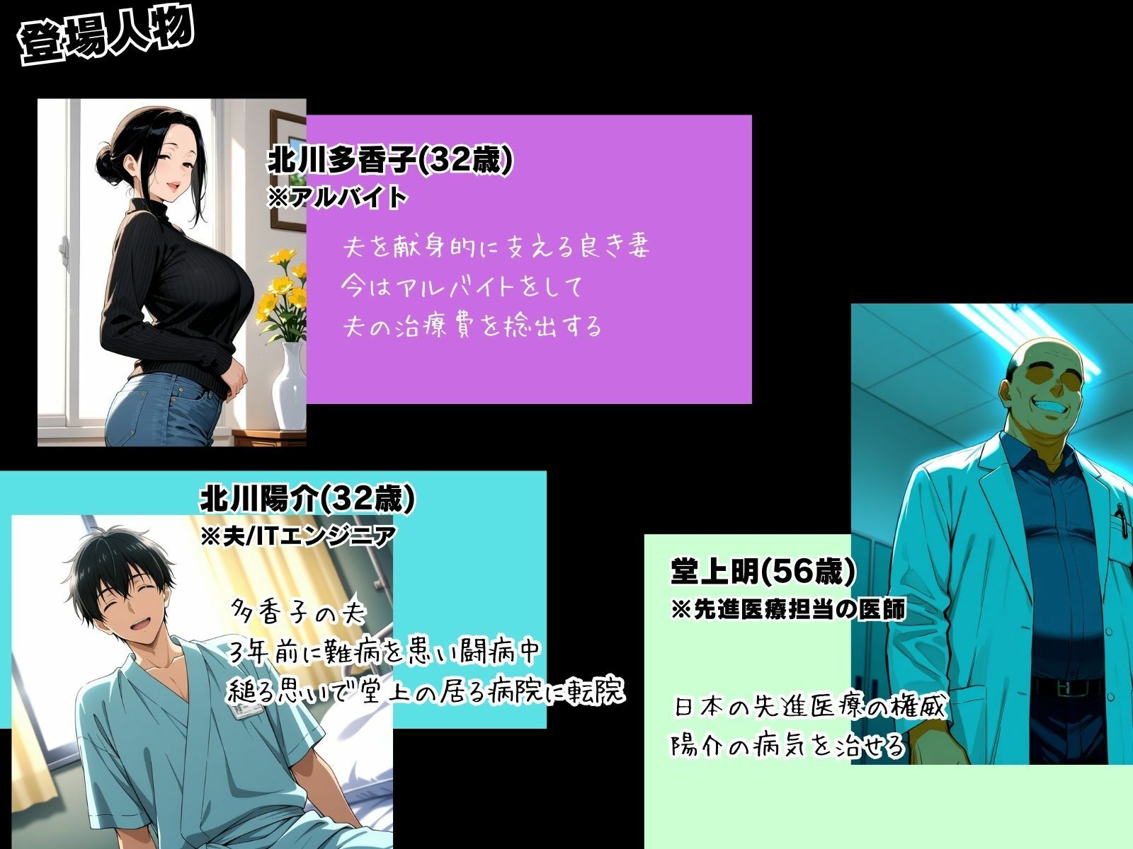 夫の為にできる事。先進医療の代償は熟れた人妻の汗ばんだ乳房 サンプル2ページ目