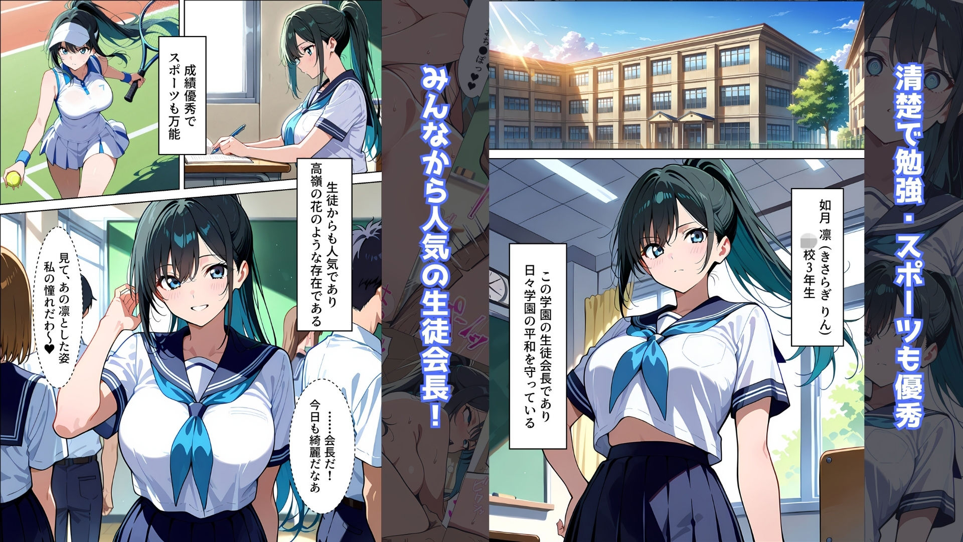 【催●アプリ】〜清楚な生徒会長が大嫌いな豚教師に常識改変されておち●ぽ大好きにさせられる話〜 サンプル1ページ目