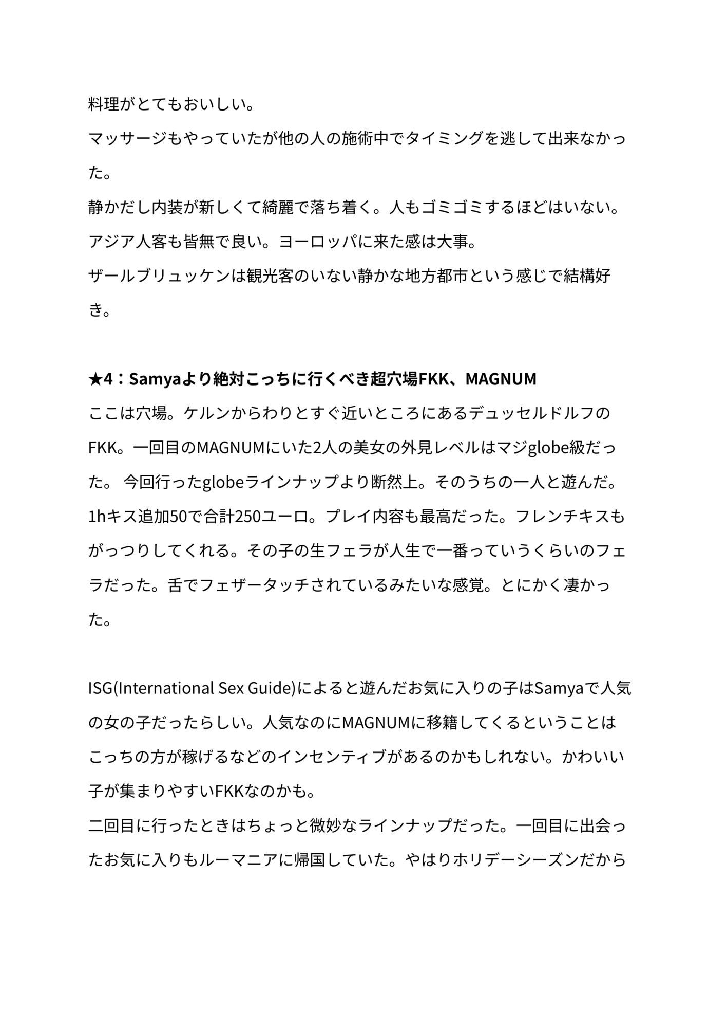 FKKレポート vol.EX2 2025年に訪れたFKKレビューまとめ サンプル2ページ目