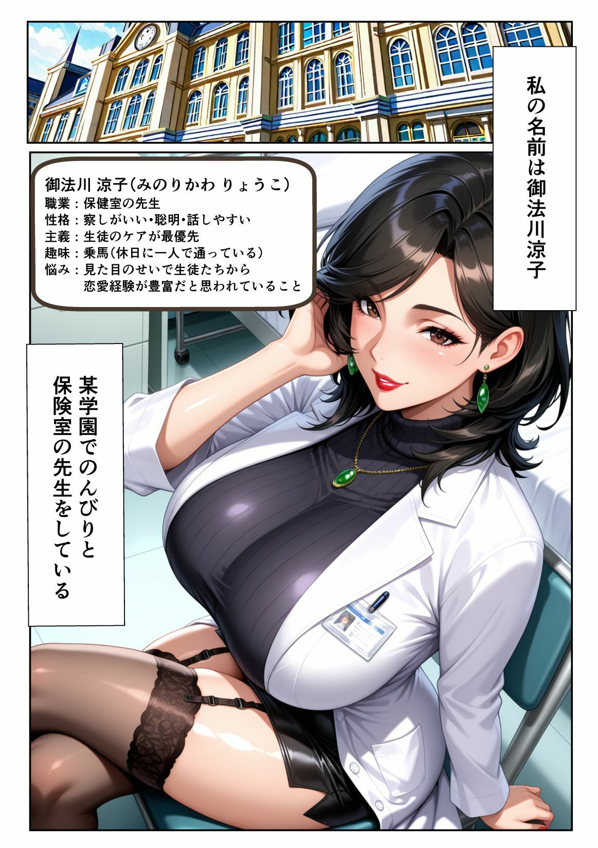極上エロボディ先生を催●アプリで常識改変して自分専用のオナホにする話 〜御法川涼子先生編〜 サンプル1ページ目