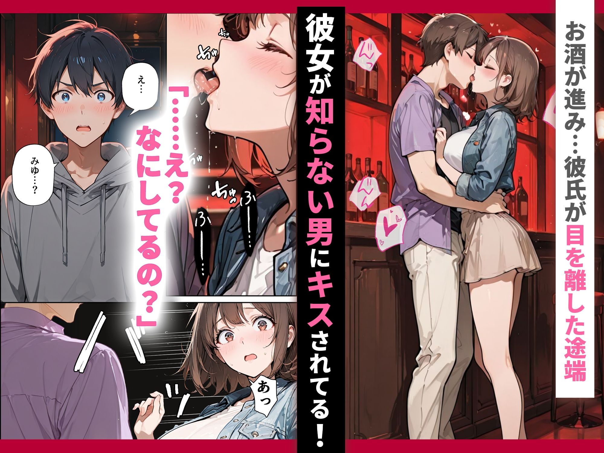ハプニングバーでマンネリカップルが寝取られ乱交セックスされ、彼氏の前で他人チンポにメス堕ちする話 サンプル4ページ目