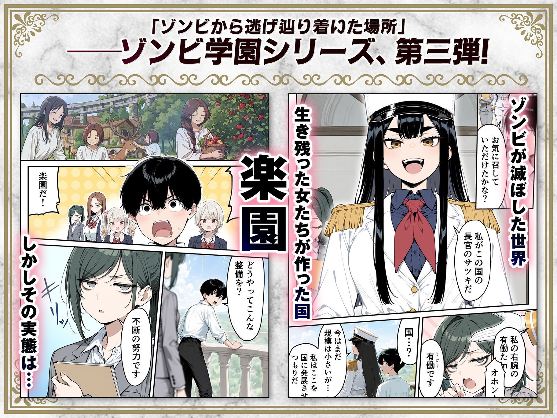 太眉おっぱい長官と貧乳ジト目副官にワクチンポな僕が搾精部屋へ閉じ込められる話 サンプル2ページ目