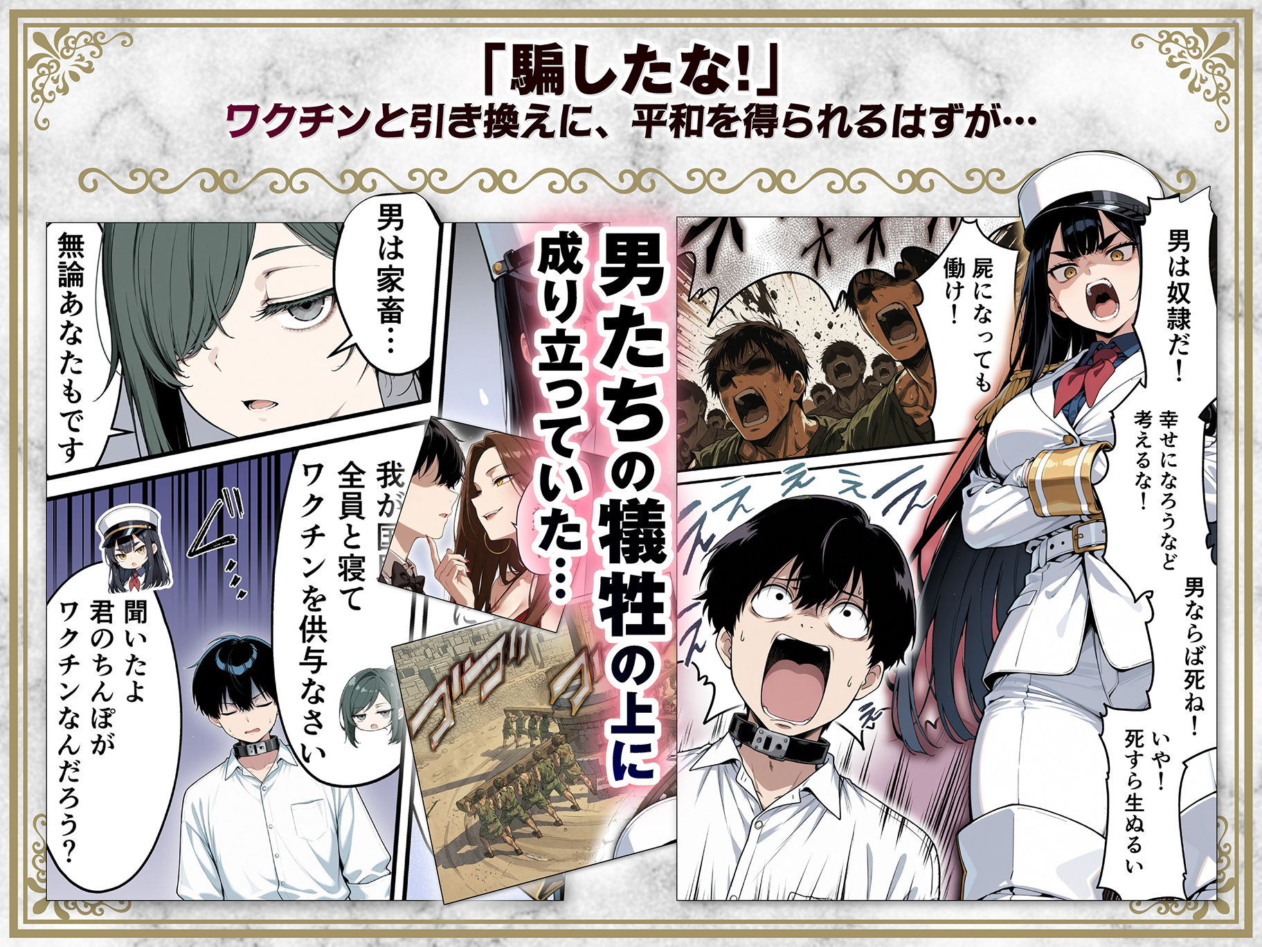 太眉おっぱい長官と貧乳ジト目副官にワクチンポな僕が搾精部屋へ閉じ込められる話 サンプル3ページ目