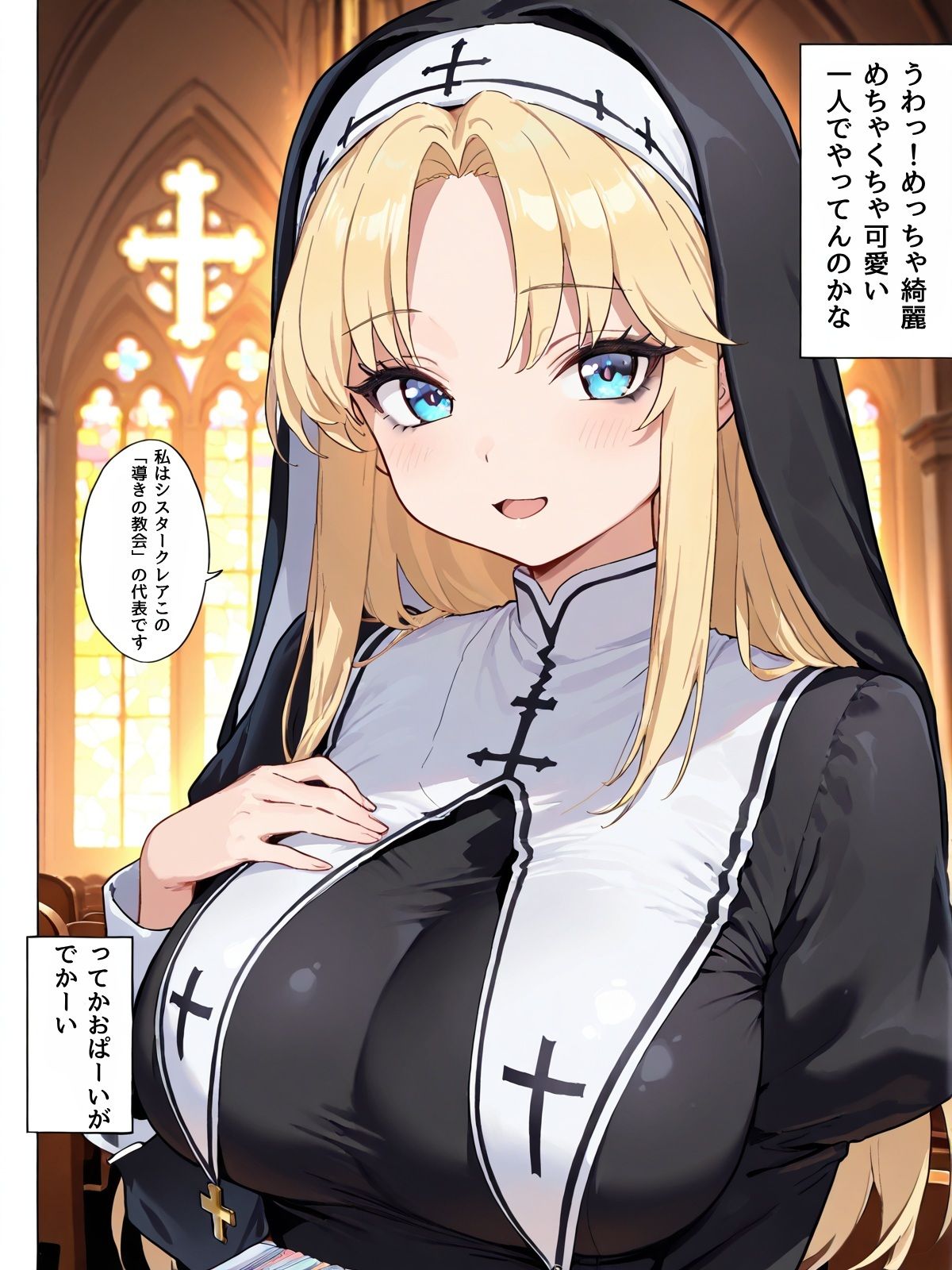 異世界で純粋金髪むちむちシスターがおちんぽをしごいてくれて好き放題中出しさせてくれる濃厚甘やかし射精♪ サンプル4ページ目