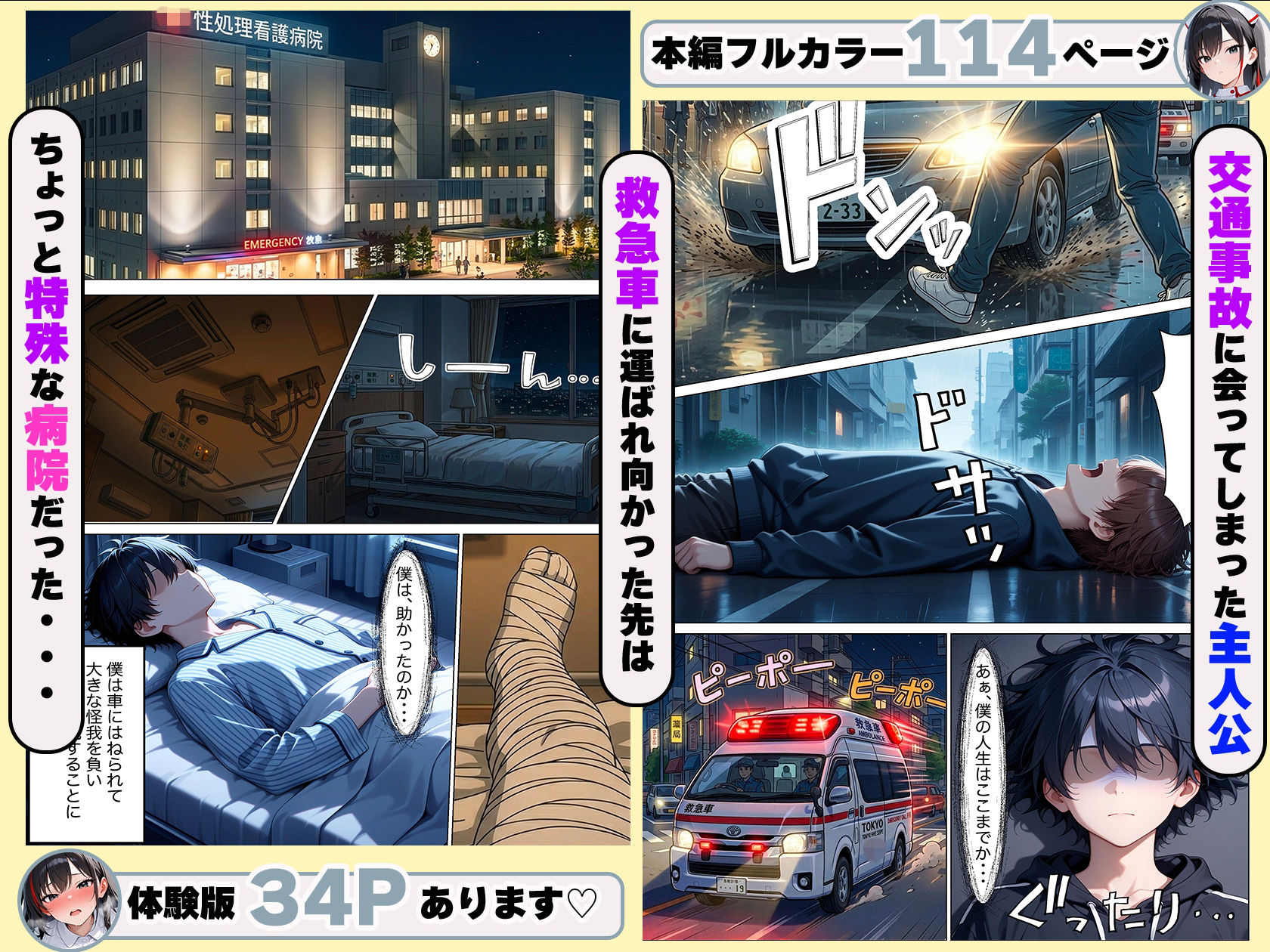 入院したらギャルナース達に性処理看護で搾精されまくる サンプル1ページ目