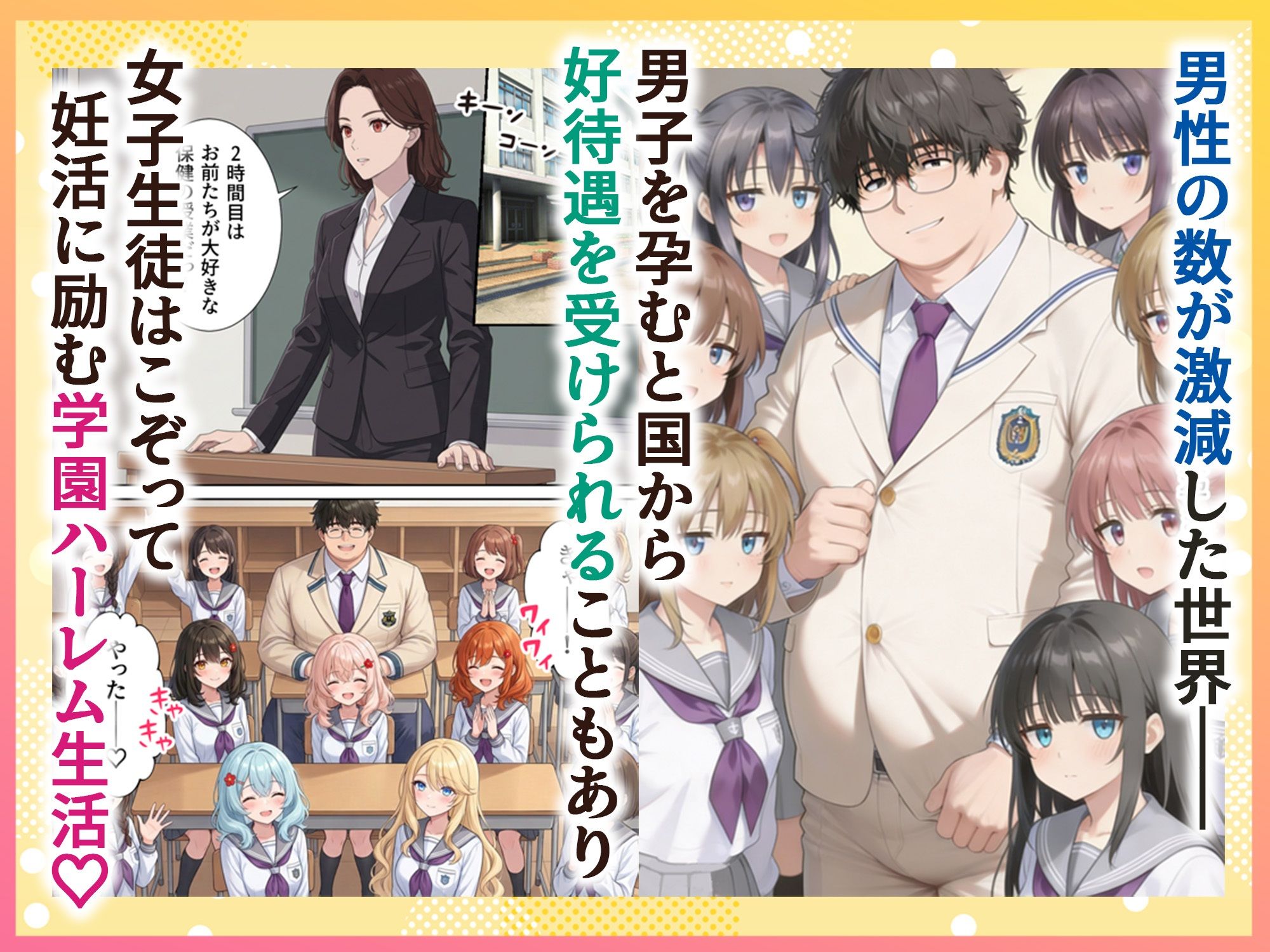 妊活ハーレム学園3 〜男子が俺だけの学校！デブスでもチンモテする世界！リボーンズ〜 サンプル1ページ目