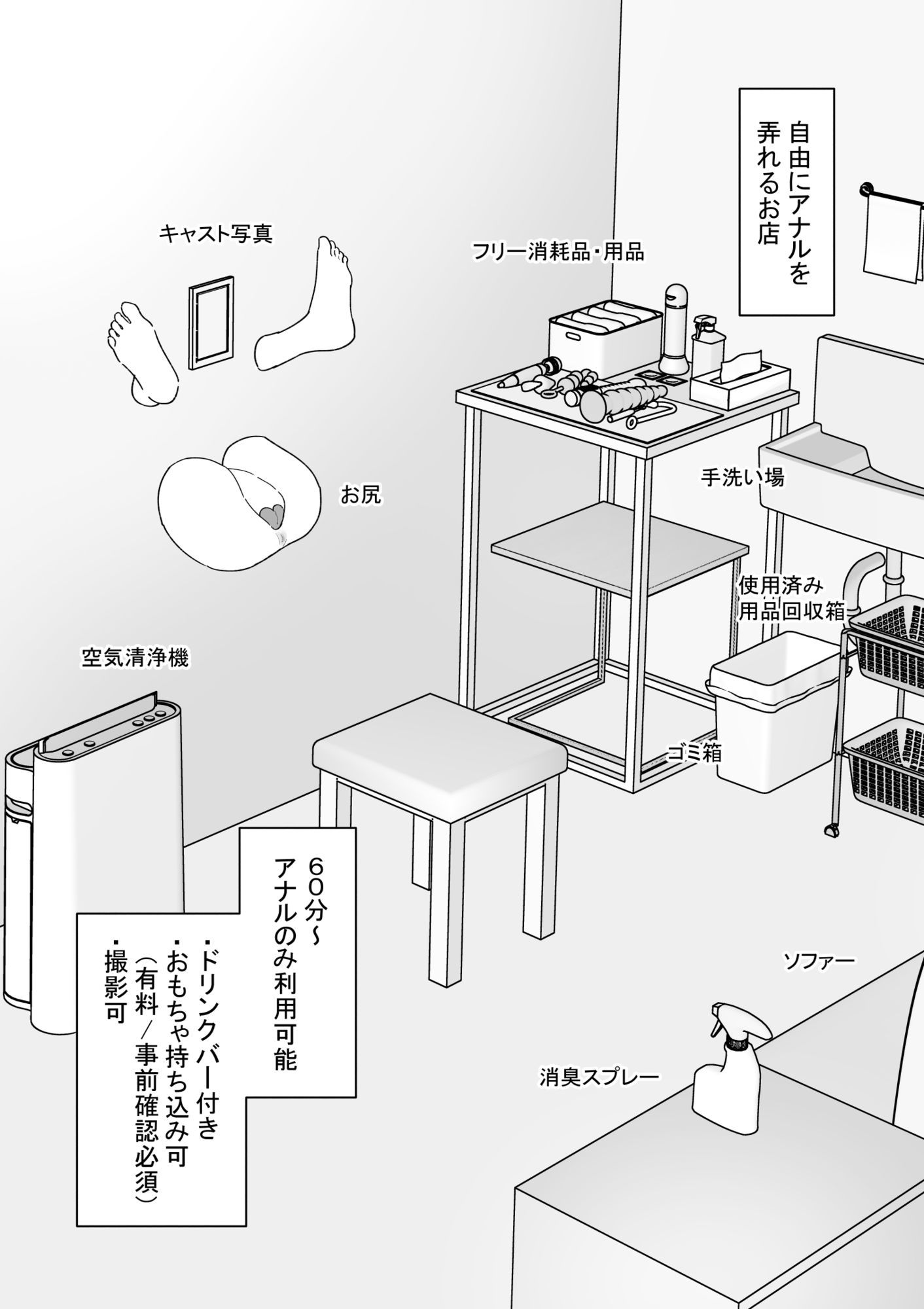 自由にアナルを弄れるお店2 サンプル1ページ目